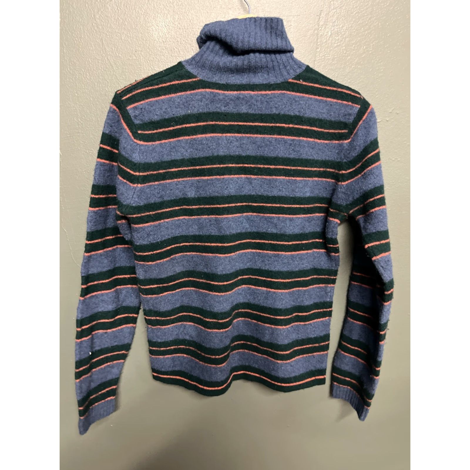 Vintage Eastside Westside Sweater Unisex Adults M Striped Turtleneck 100% Lambswool Green Pullover Fall Winter Outdoors Size US M / EU 48-50 / 2 - 3 Thumbnail