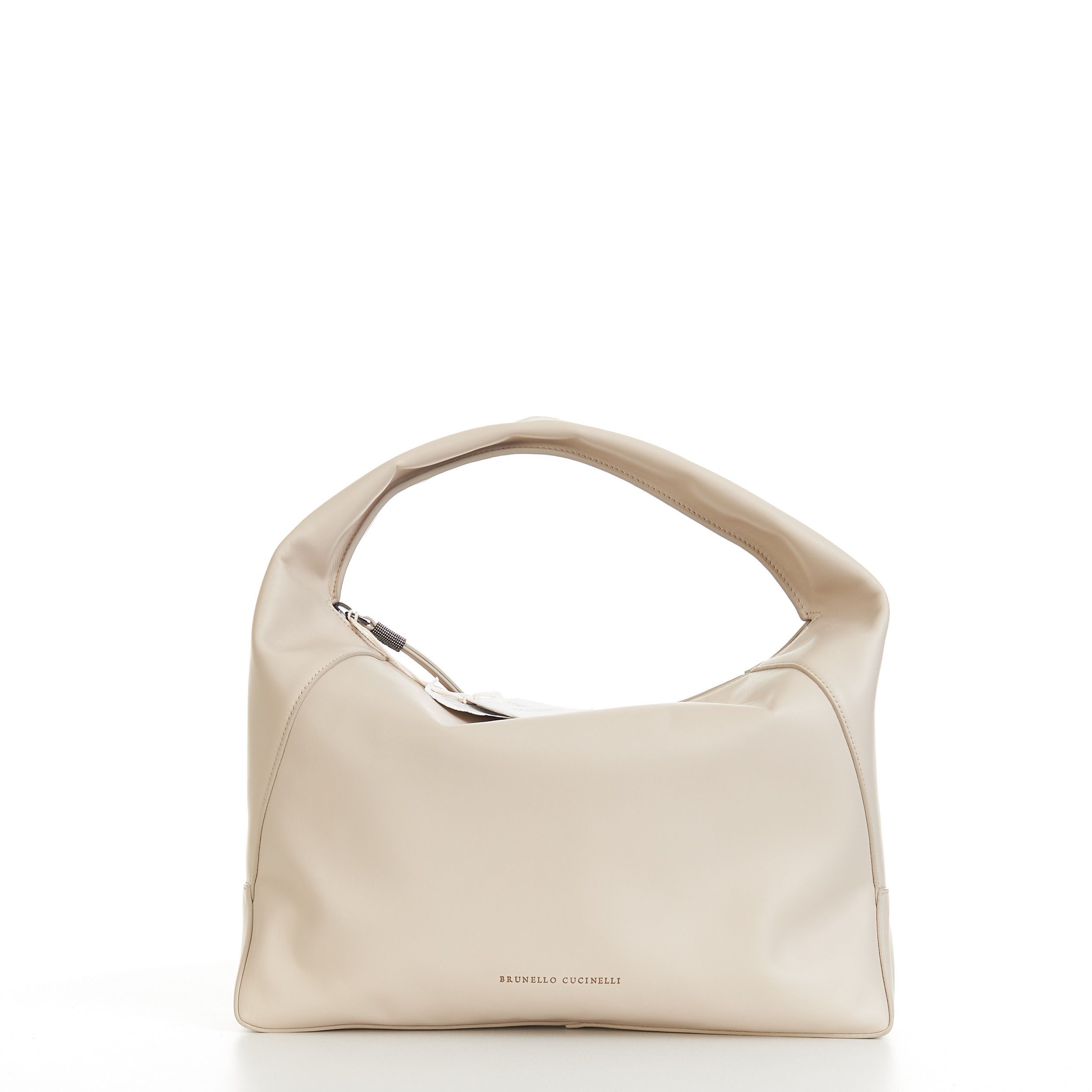 Brunello Cucinelli Hobo Bag In Brown Calfskin Leather Size ONE SIZE - 1 Thumbnail