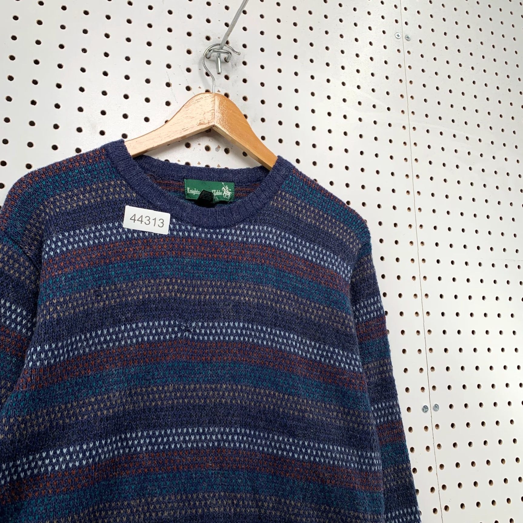 Vintage VINTAGE Knights Sweater Men Large Blue Wool Blend Striped Crewneck Knit Pullover Mens Size US L / EU 52-54 / 3 - 7 Thumbnail