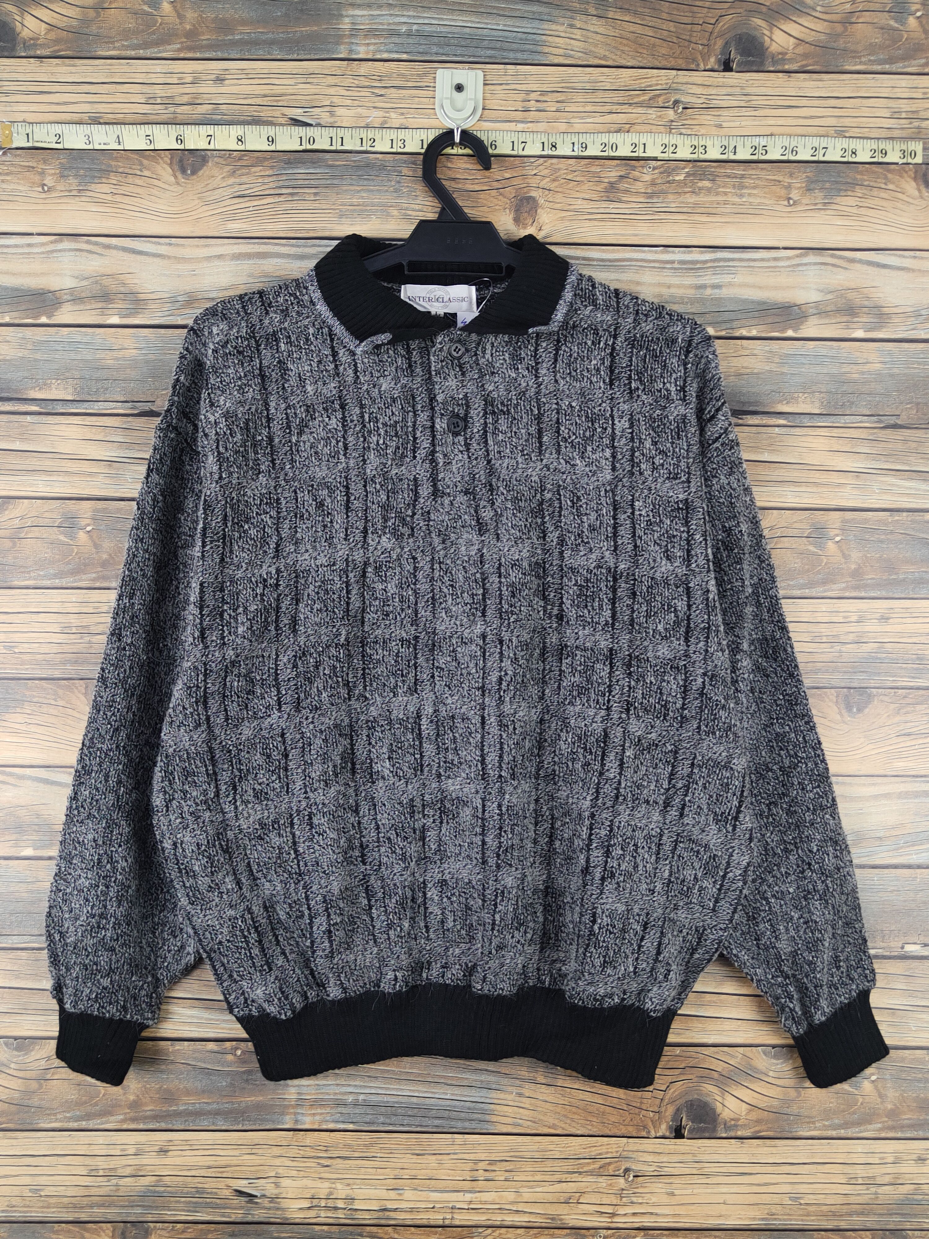 Homespun Knitwear Inter Classic Black Wool Knitwear Sweatshirts #W1822 Size US L / EU 52-54 / 3 - 1 Thumbnail