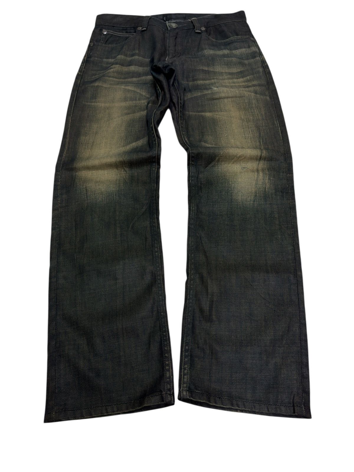 If Six Was Nine Back Number Waxed Black Jeans Coated Denim Straight Fit Size US 32 / EU 48 - 6 Thumbnail