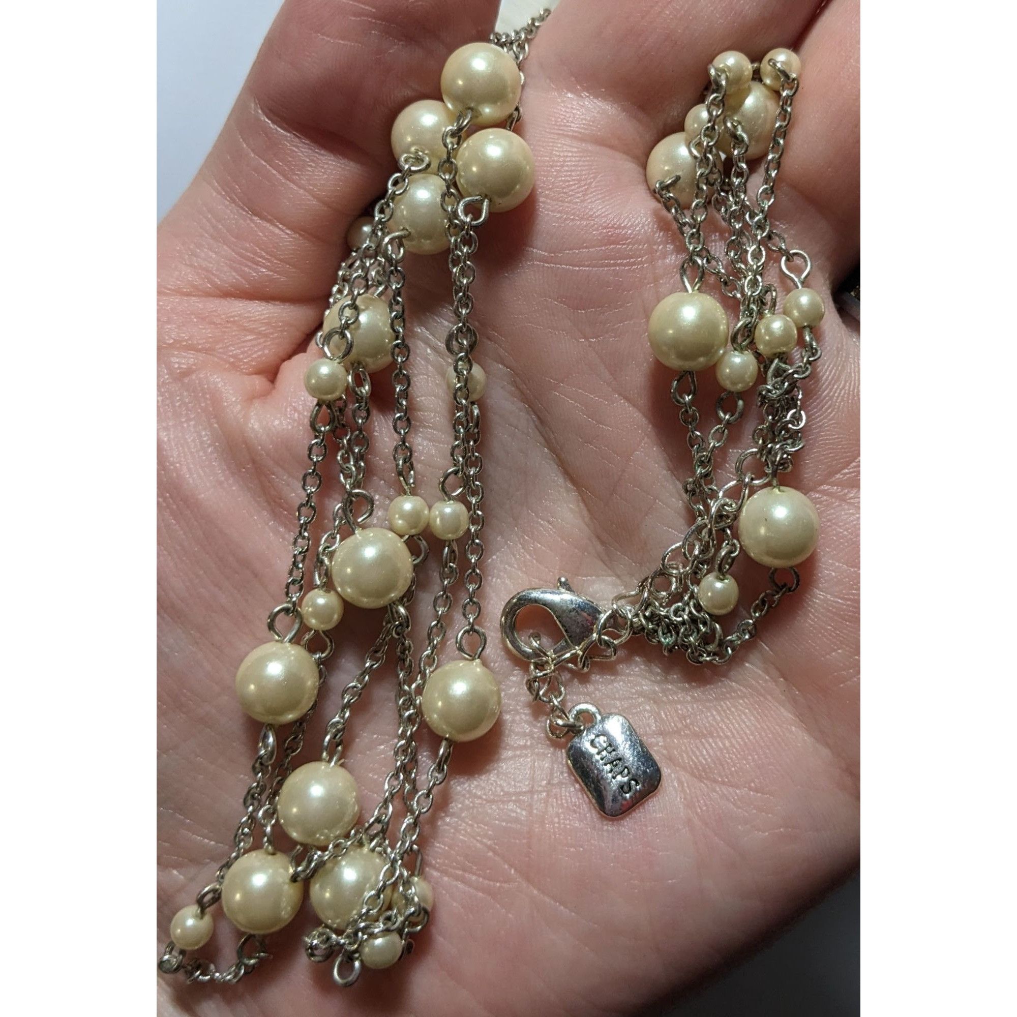 Chaps Chaps Multilayer Chain Pearl Necklace Size ONE SIZE - 4 Thumbnail
