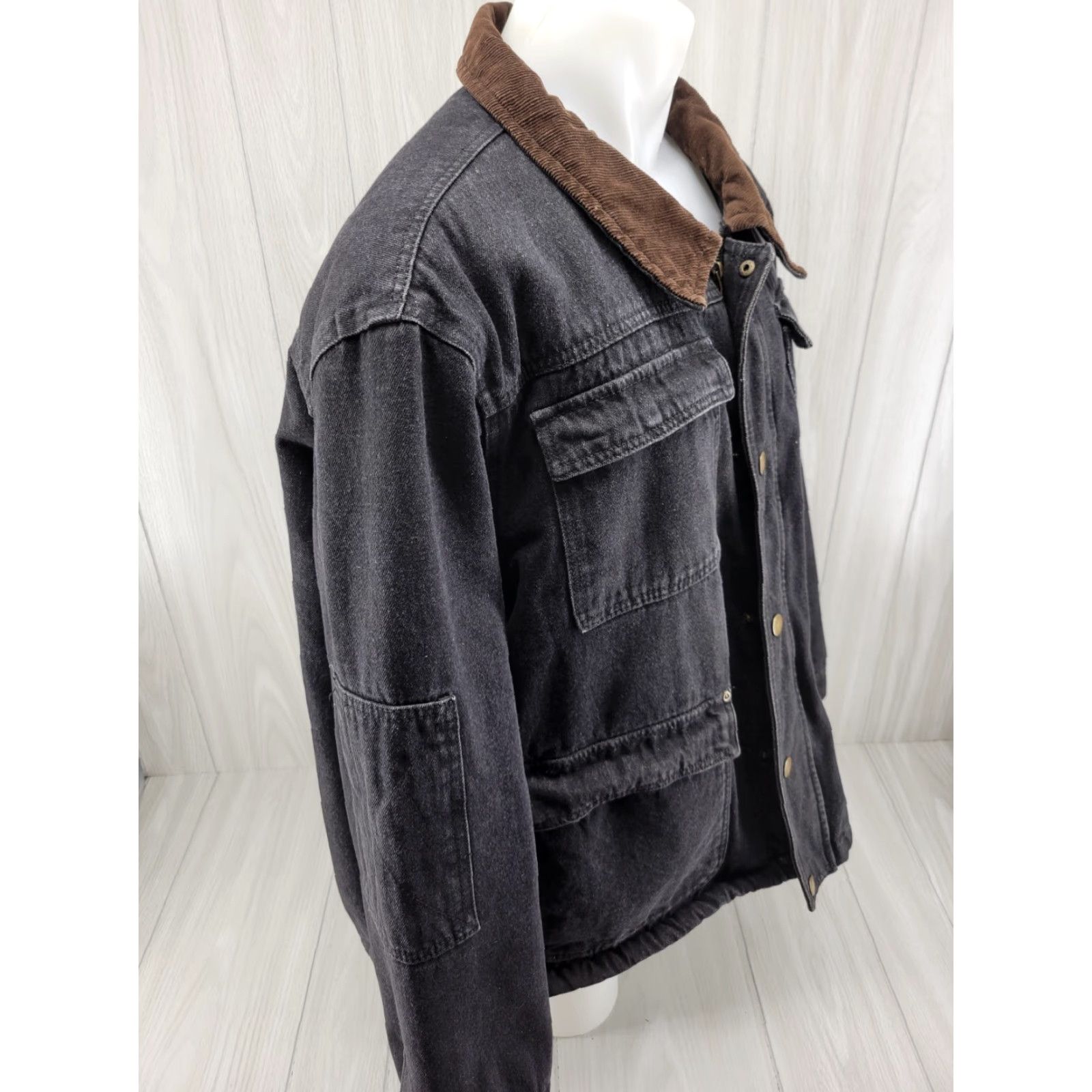 Wrangler Wrangler Jacket Mens 3XL Black Denim Sherpa Lined Corduroy Collar Barn Trucker Bomber Jacket Size US XXL / EU 58 / 5 - 6 Thumbnail