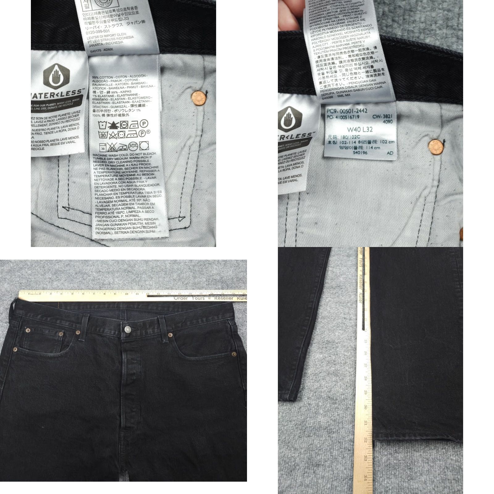 Levi's Levi's 501 Jeans Men's 38 x 32 Black Straight Denim Jeans 5-Pocket Regular Fit 501 Series USA 90s Cowboy Vintage No Size US 38 / EU 54 - 8 Thumbnail