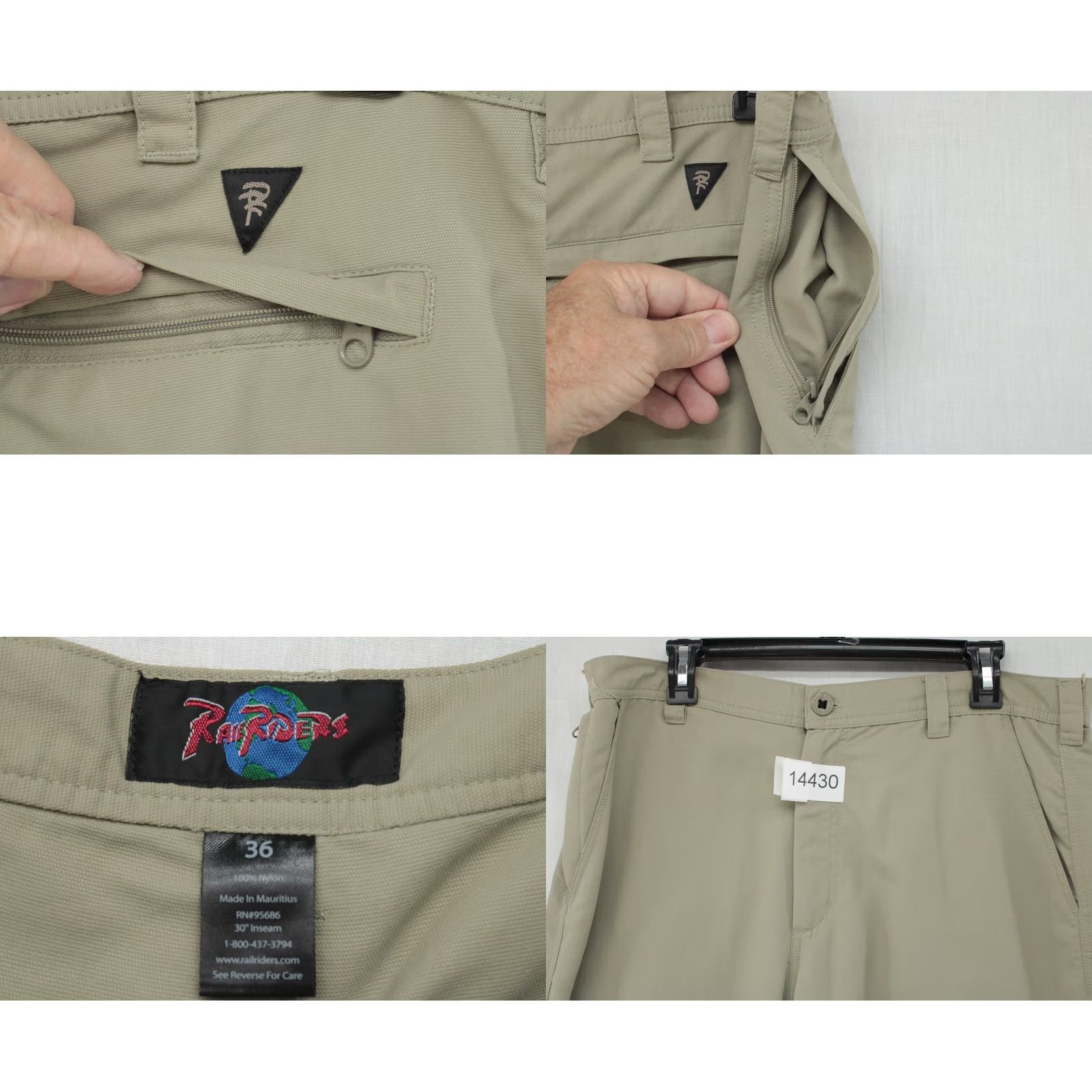 Vintage Railriders Pants Mens 36x30 Tan Nylon Tech Performance Outdoors Lightweight Chino Straight 90s Logo Grepgore hiking Outdoors Mens Size US 36 / EU 52 - 8 Thumbnail