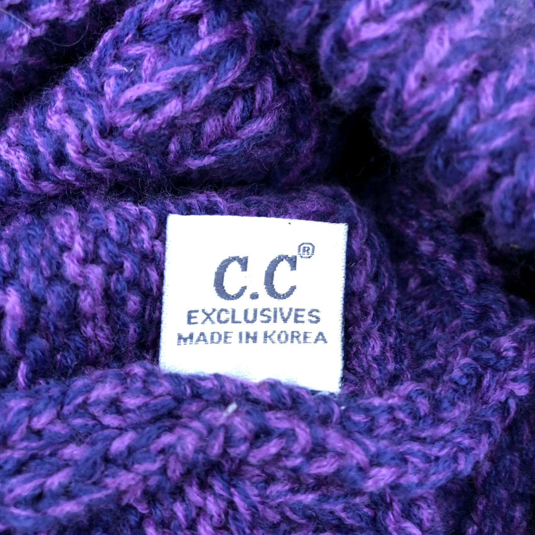 Vintage C.C. EXCLUSIVES Beanie Hat Women's One Size Purple Winter Cable Knit Cap Size ONE SIZE - 5 Thumbnail