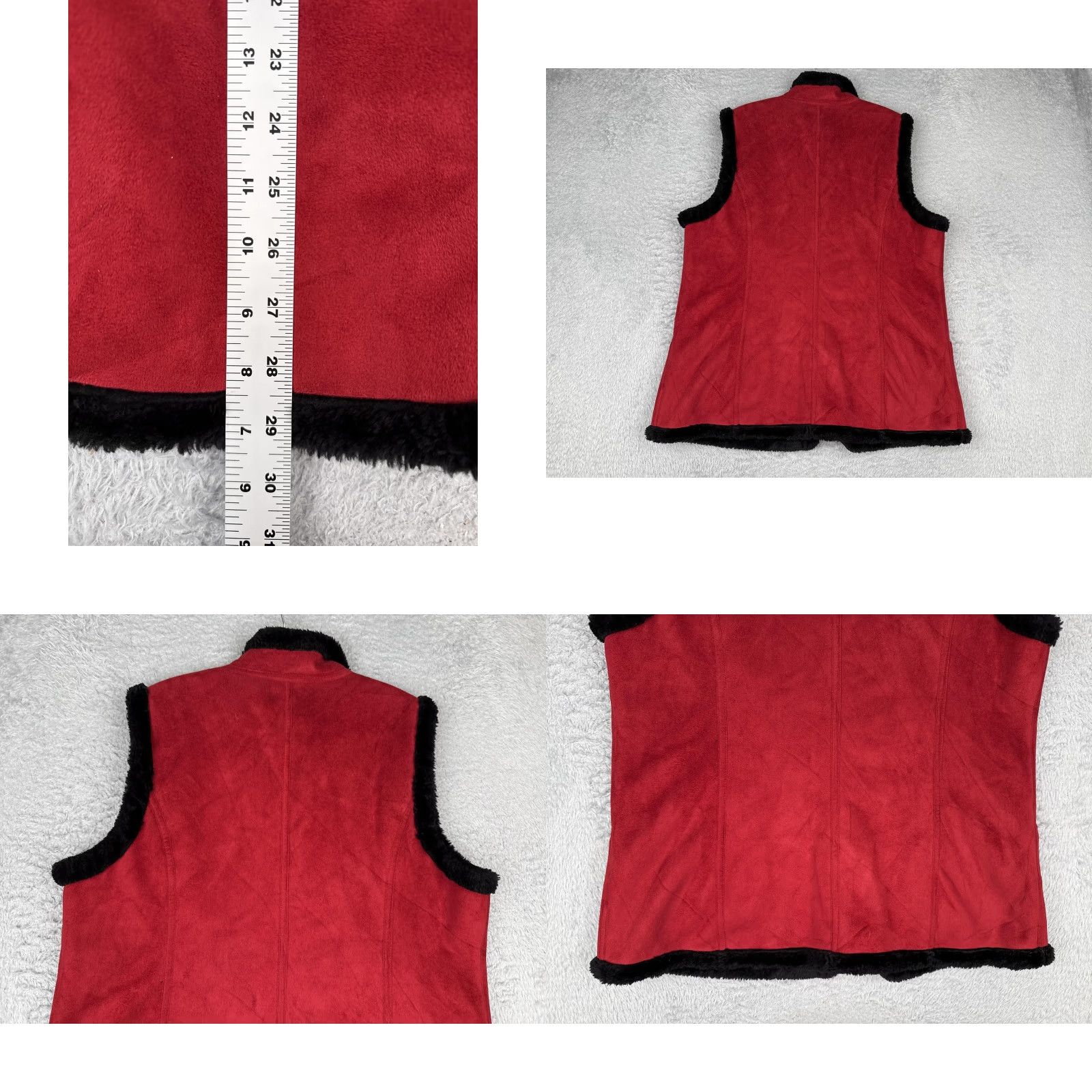 Denim & Co. Denim & Co Vest Womens L Red Faux Suede Shearling Lined Fur Trim Winter Pockets Casual Size L / US 10 / IT 46 - 9 Thumbnail