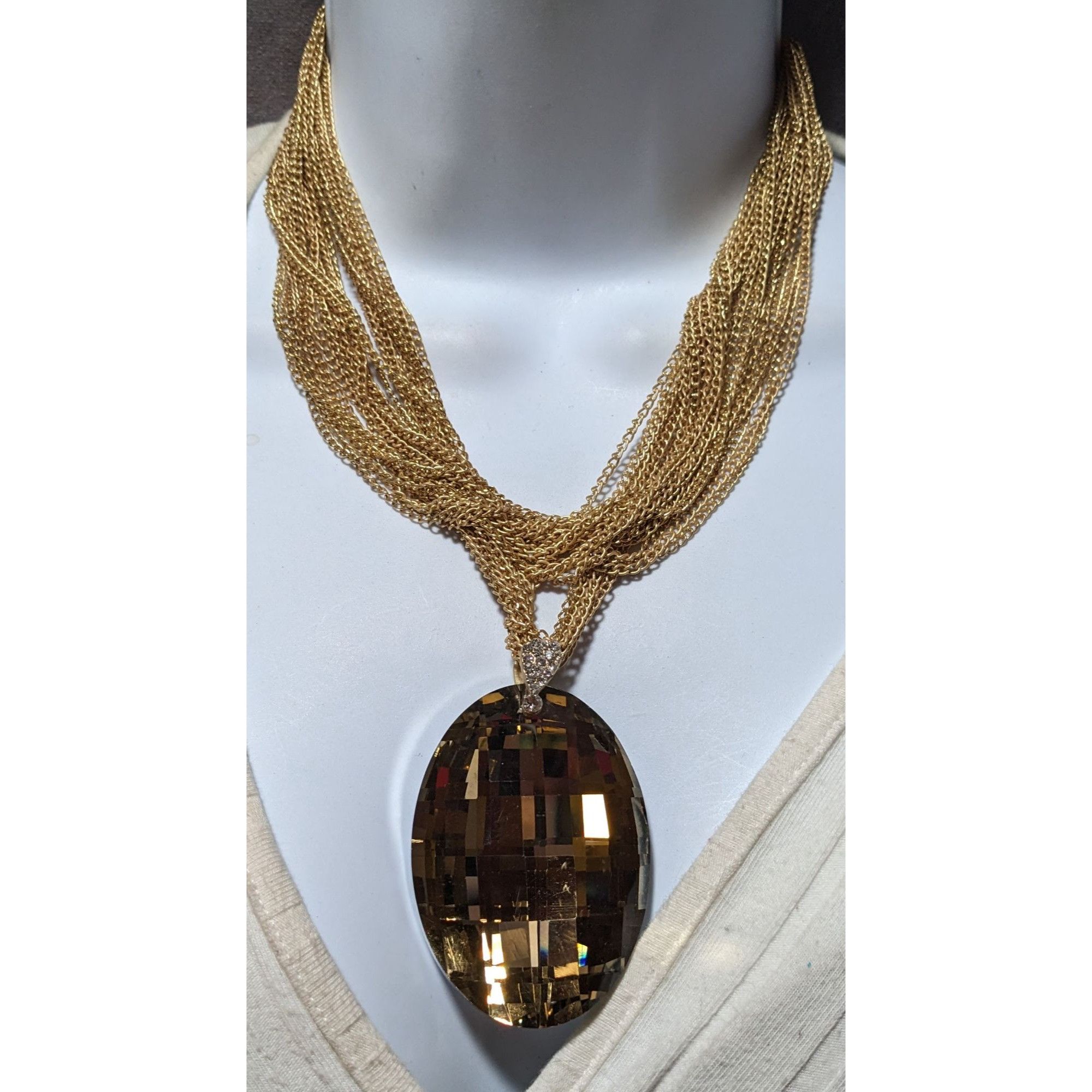 Other Charming Charlie Gold Glam Glass Necklace Size ONE SIZE - 10 Thumbnail