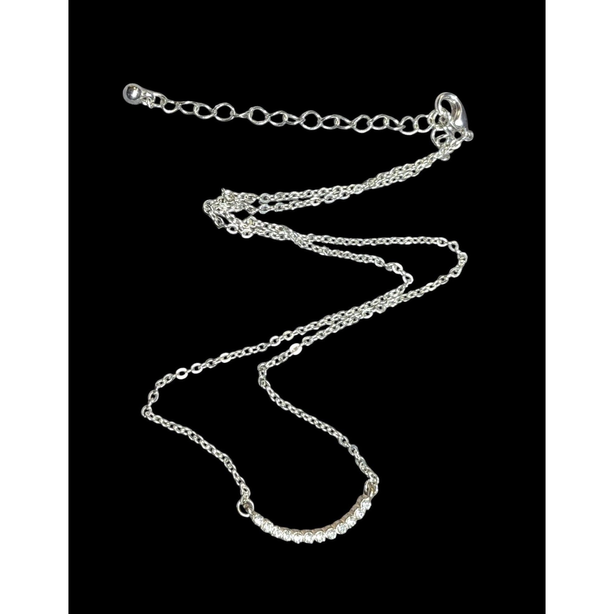 Other Minimalist Glam Curved Rhinestone Bar Silver Tone Necklace Size ONE SIZE - 1 Thumbnail