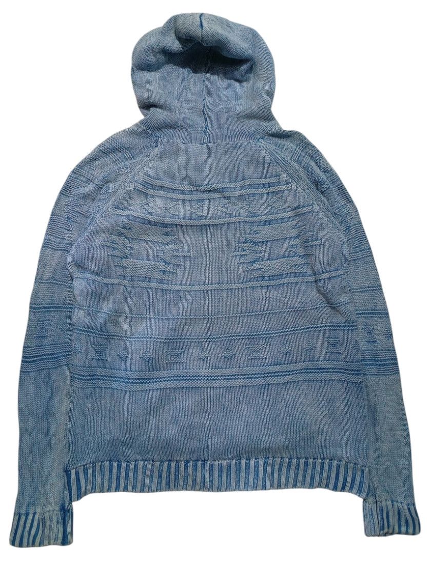 Japanese Brand Navajo Knit Indigo Flecce Hoodie Zip up Jacket Size US L / EU 52-54 / 3 - 3 Thumbnail
