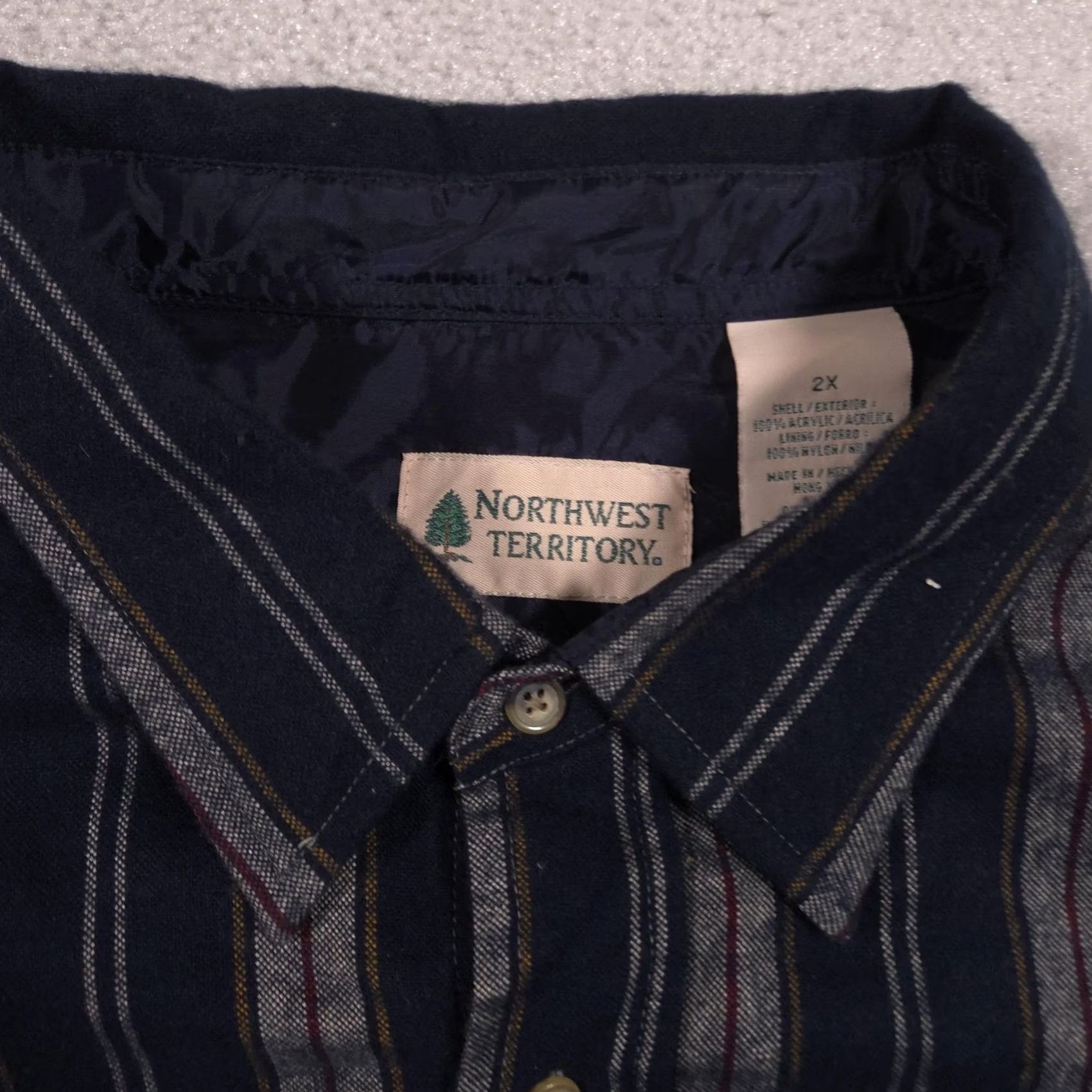 Vintage Northwest Territory Shirt Mens 2XL Blue Stripe Lined Flannel Button Long Sleeve Size US XXL / EU 58 / 5 - 4 Thumbnail