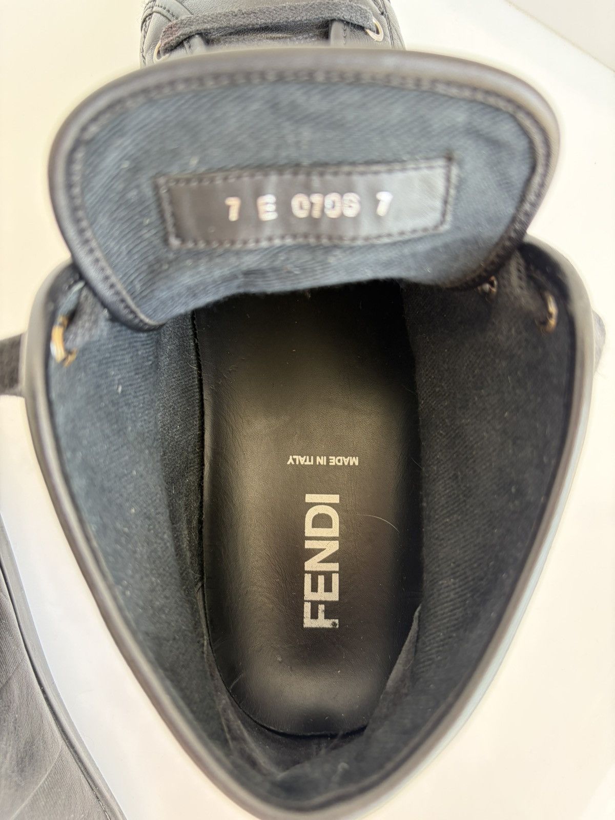 Fendi Fendi FF Black Leather High-Top Sneakers Shoes US8 EU41 Size US 8 / EU 41 - 11 Thumbnail