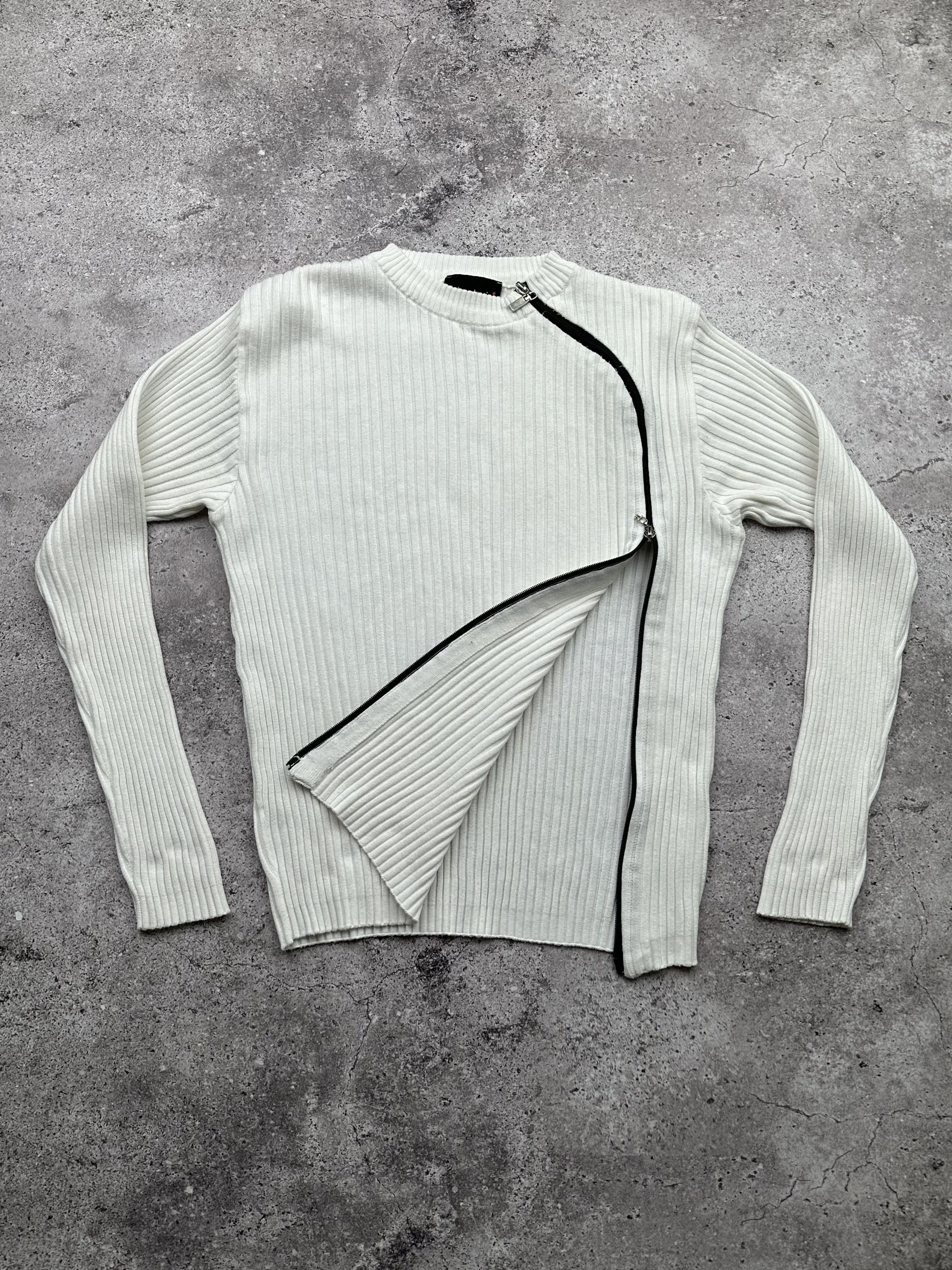 image of Vintage Ribbed Sweater in White, Men's (Size Small)