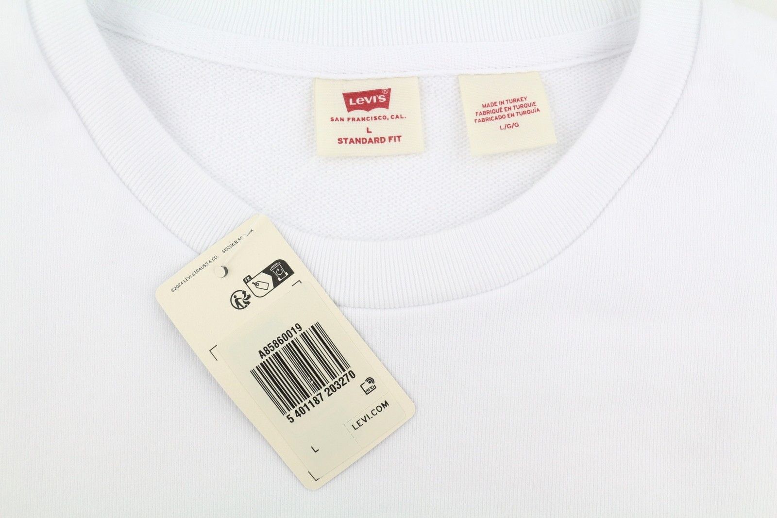 Levi's STANDARD FIT L White Graphic Logo Crew Pullover 87100 Size US L / EU 52-54 / 3 - 7 Thumbnail