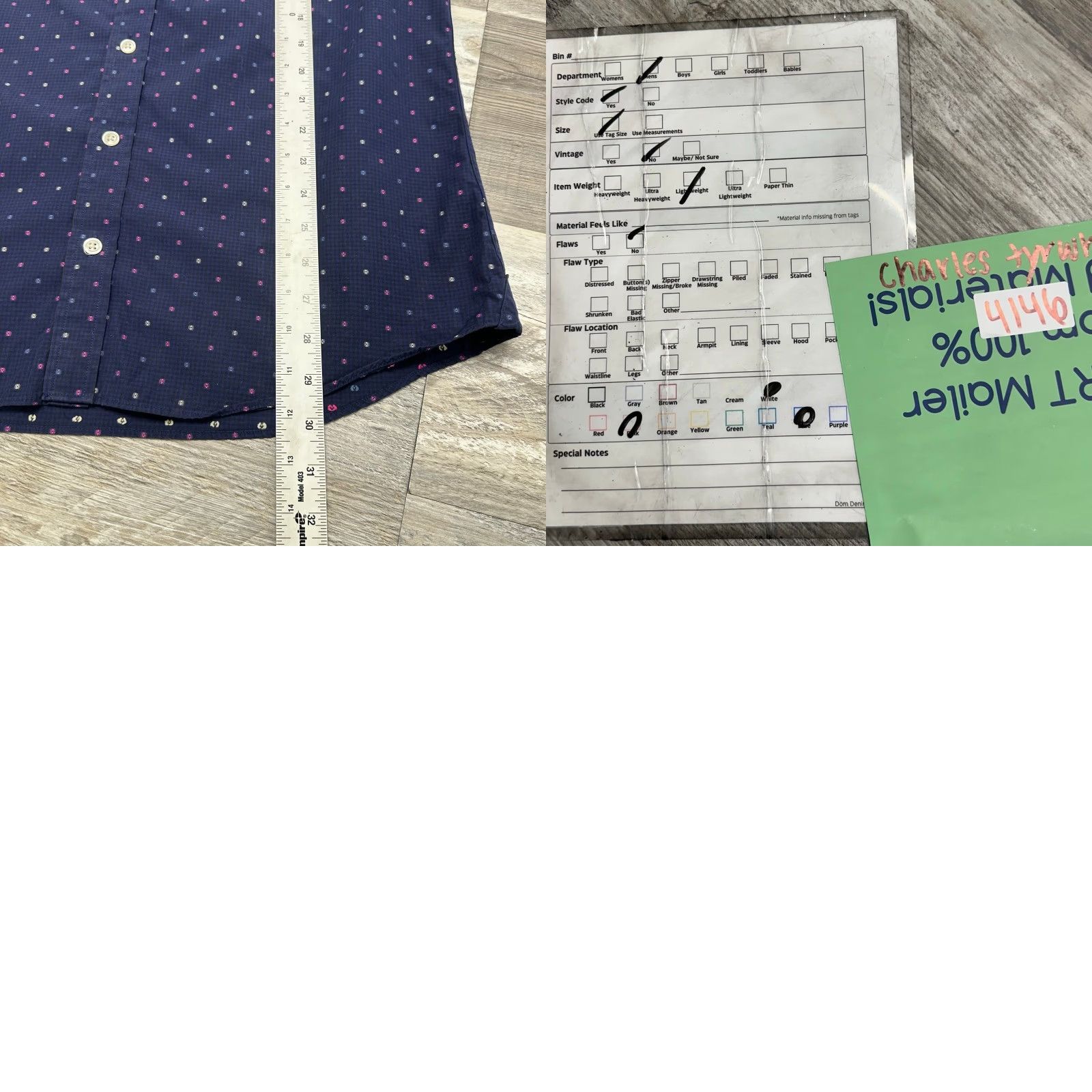 Charles Tyrwhitt Charles Tyrwhitt Weekend Navy Blue Mens M Slim Fit Long Sleeve Button Up Shirt Size US M / EU 48-50 / 2 - 8 Thumbnail