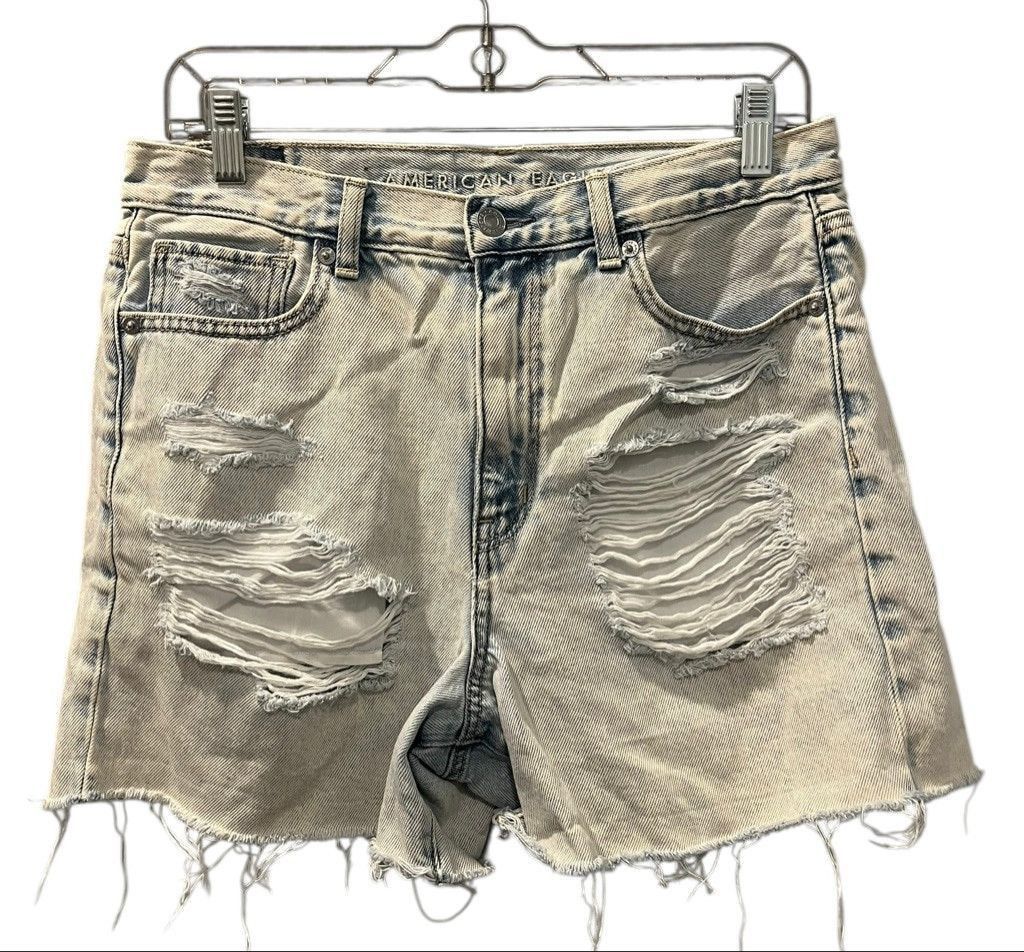 American Eagle Outfitters American Eagle Mom Shorts Size 8 Medium Wash Blue Distressed Size 30" / US 8 / IT 44 - 1 Thumbnail
