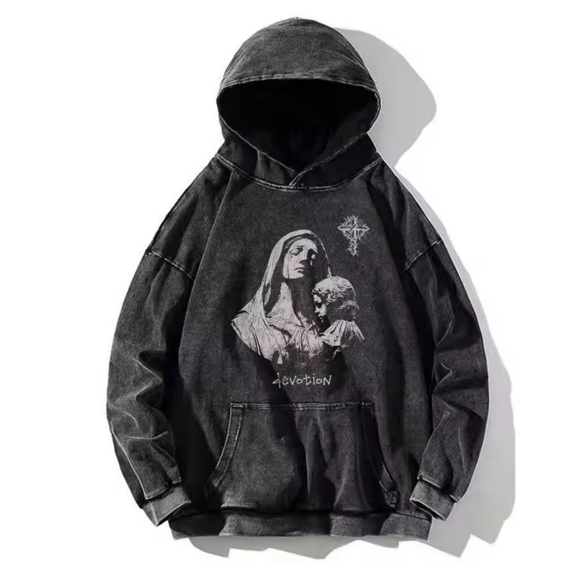 Japanese Brand Vintage Gothic Y2K Retro Jesus Religion Print Washed Hoodies Size US S / EU 44-46 / 1 - 1 Thumbnail