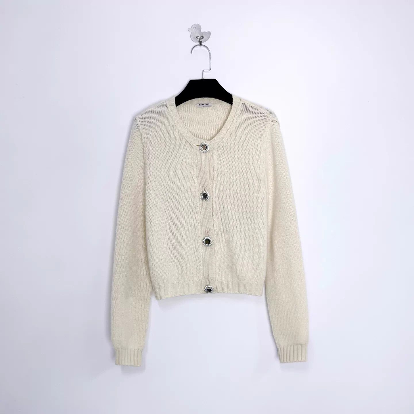 Miu Miu Miu Miu Off-White Jeweled Button Short Cardigan 38 Size XS / US 0-2 / IT 36-38 - 1 Thumbnail