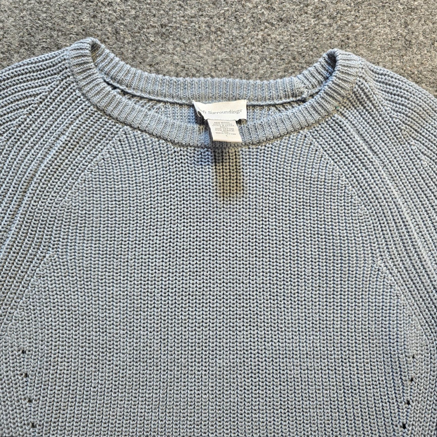 Soft Surroundings Soft Surroundings Sweater Womens Small Blue Chunky Knit Crochet Lace Hem Casual Shirt Size S / US 4 / IT 40 - 2 Thumbnail