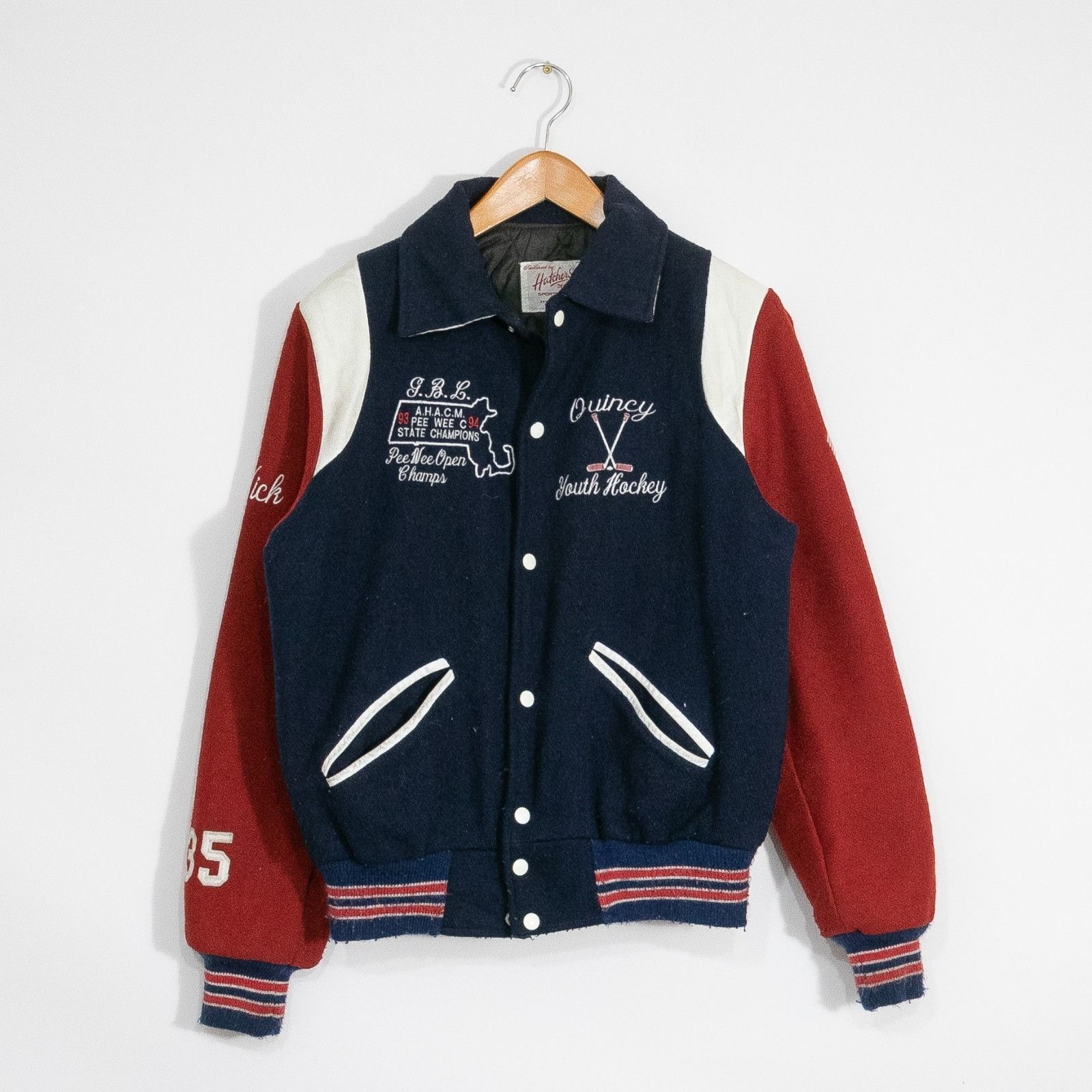 Vintage Vintage 90s Massachusetts Teddy Style Varsity Jacket Medium Size US M / EU 48-50 / 2 - 1 Thumbnail