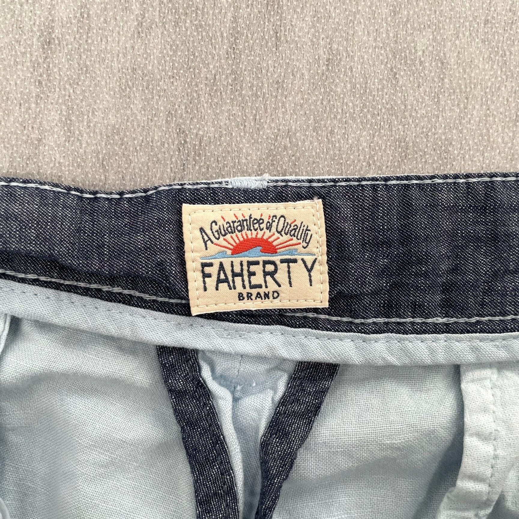 Faherty VINTAGE Faherty Shorts Mens 36 Blue Linen Cotton Pockets Logo Chino Casual 90s Beach Mens Size US 36 / EU 52 - 4 Thumbnail