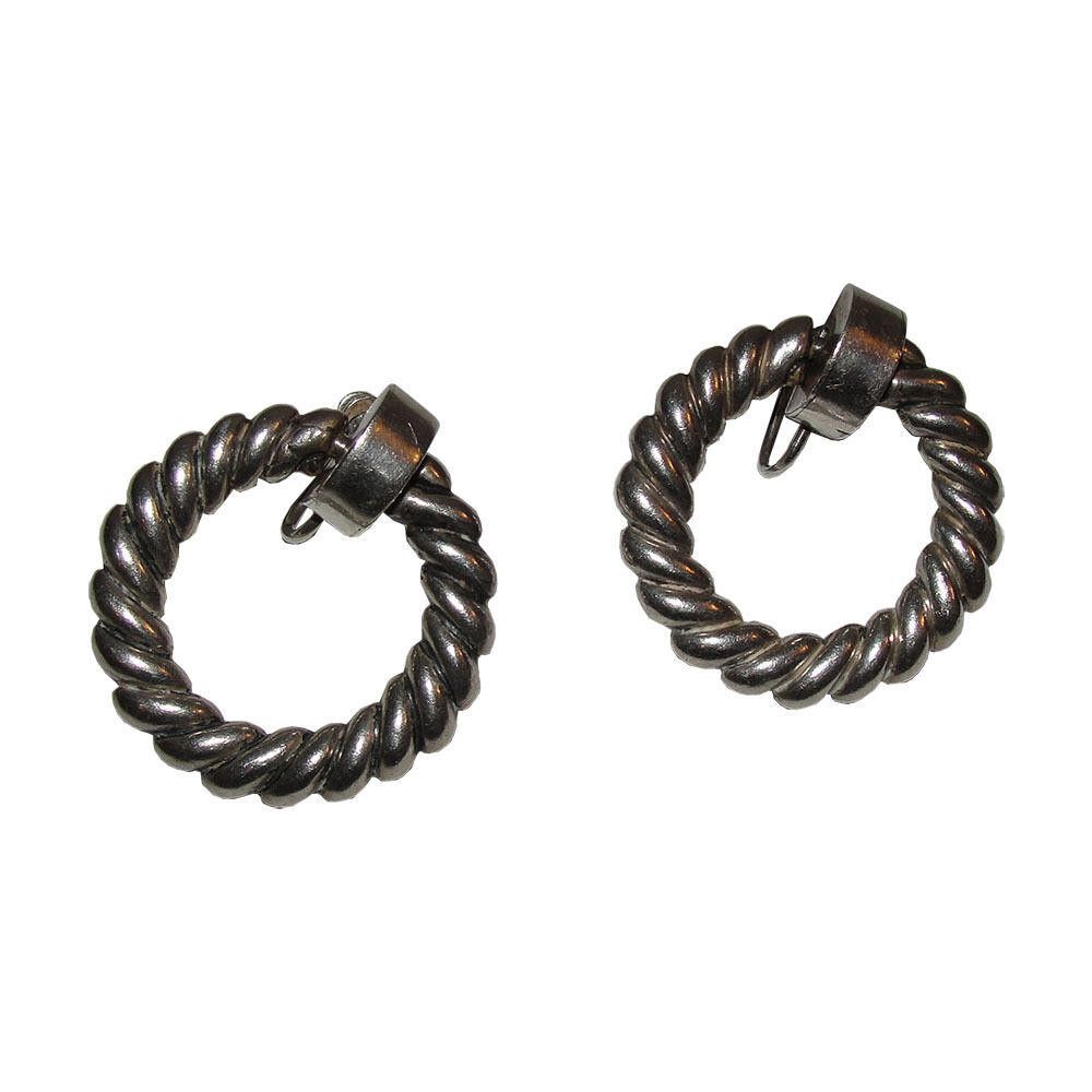 Designer Los Castillos Taxco Mexico Sterling Hoop Dangle Earrings Size ONE SIZE - 1 Thumbnail