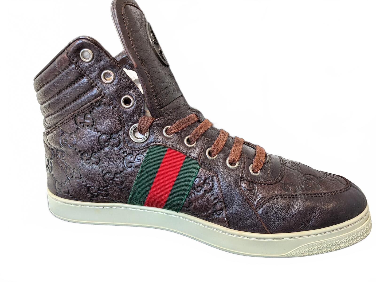 Gucci Gucci Guccissima Men High-Top Leather Sneakers Italy Brown 7 Size US 7 / EU 40 - 3 Thumbnail