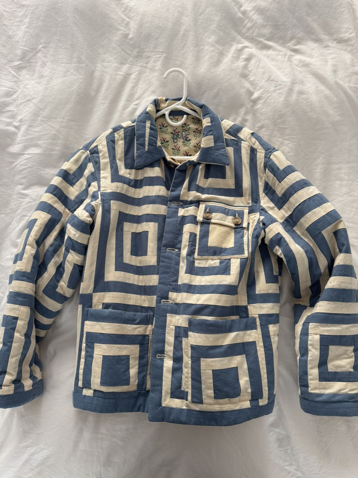 Bode Bode Blue & Off-White House Steps Reversible Jacket (Medium) Size US M / EU 48-50 / 2 - 2 Thumbnail