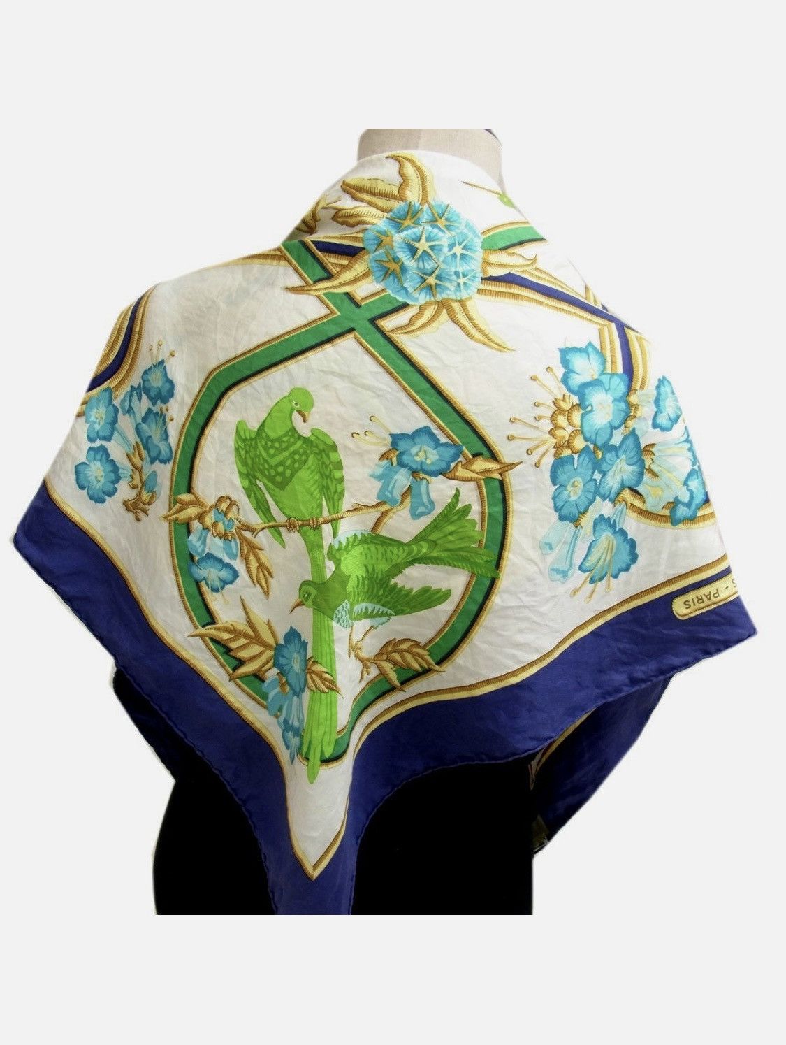 Hermes HERMES Scarf 100% Silk CARAIBES Caribbean Birds Green Ivory Size ONE SIZE - 2 Thumbnail
