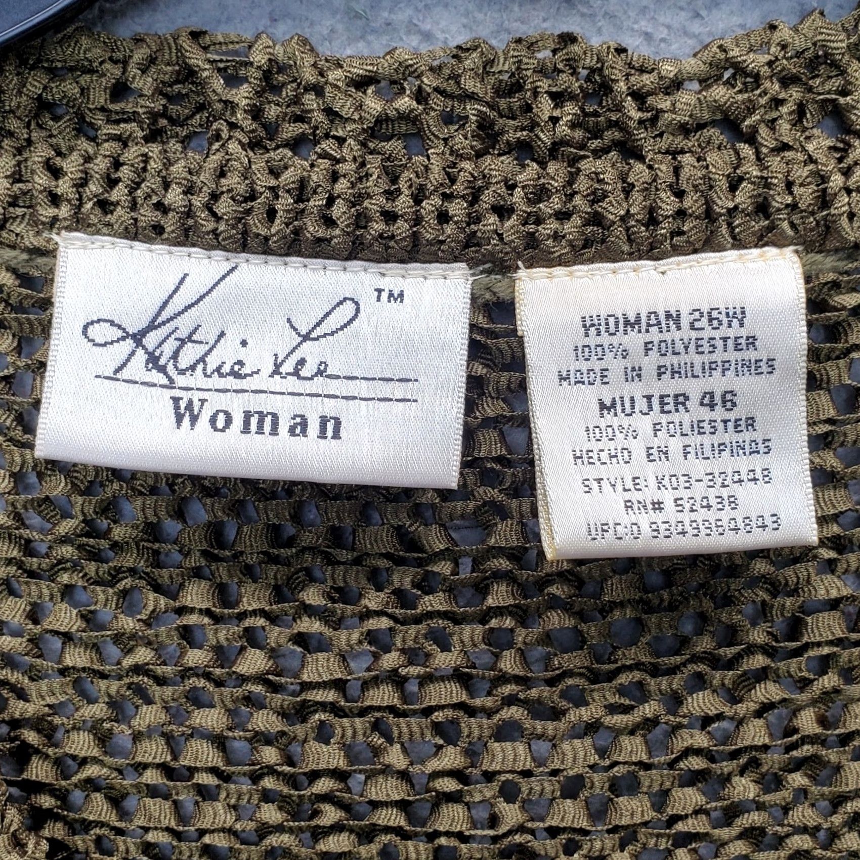 Lee Kathie Lee Cardigan Sweater Women 26W Green Casual Open Knit Short Sleeve V-Neck Shirt Ladies 26W Green Casual Knit Cardigan Size 4XL / US 24-26 - 6 Thumbnail
