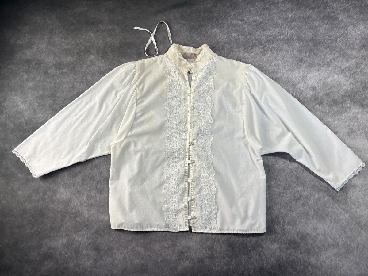 Vintage Lace Trim Victorian Style Vintage Dress Shirt Frilly Elcat Size S / US 4 / IT 40 - 12 Thumbnail