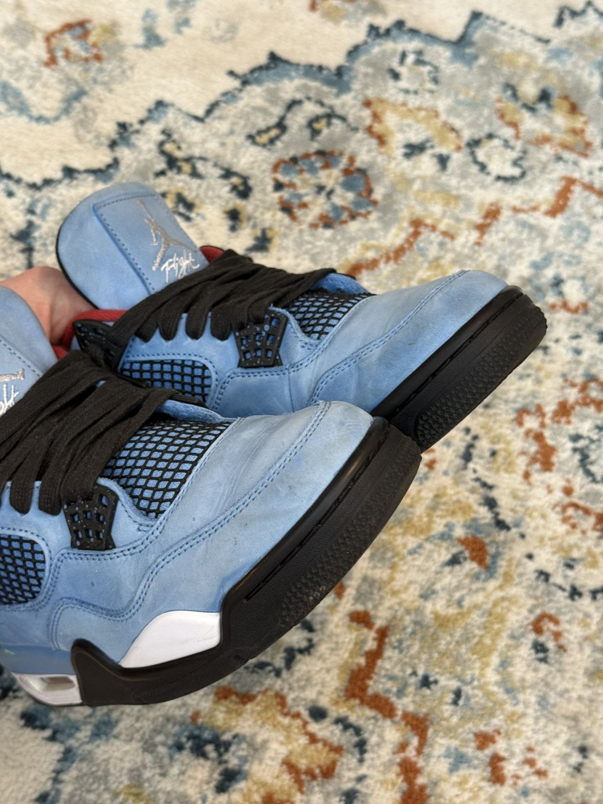 Jordan Brand × Travis Scott Travis Scott x Air Jordan 4 Blue Trainers HiTop high shoes Size US 8 / EU 41 - 4 Thumbnail