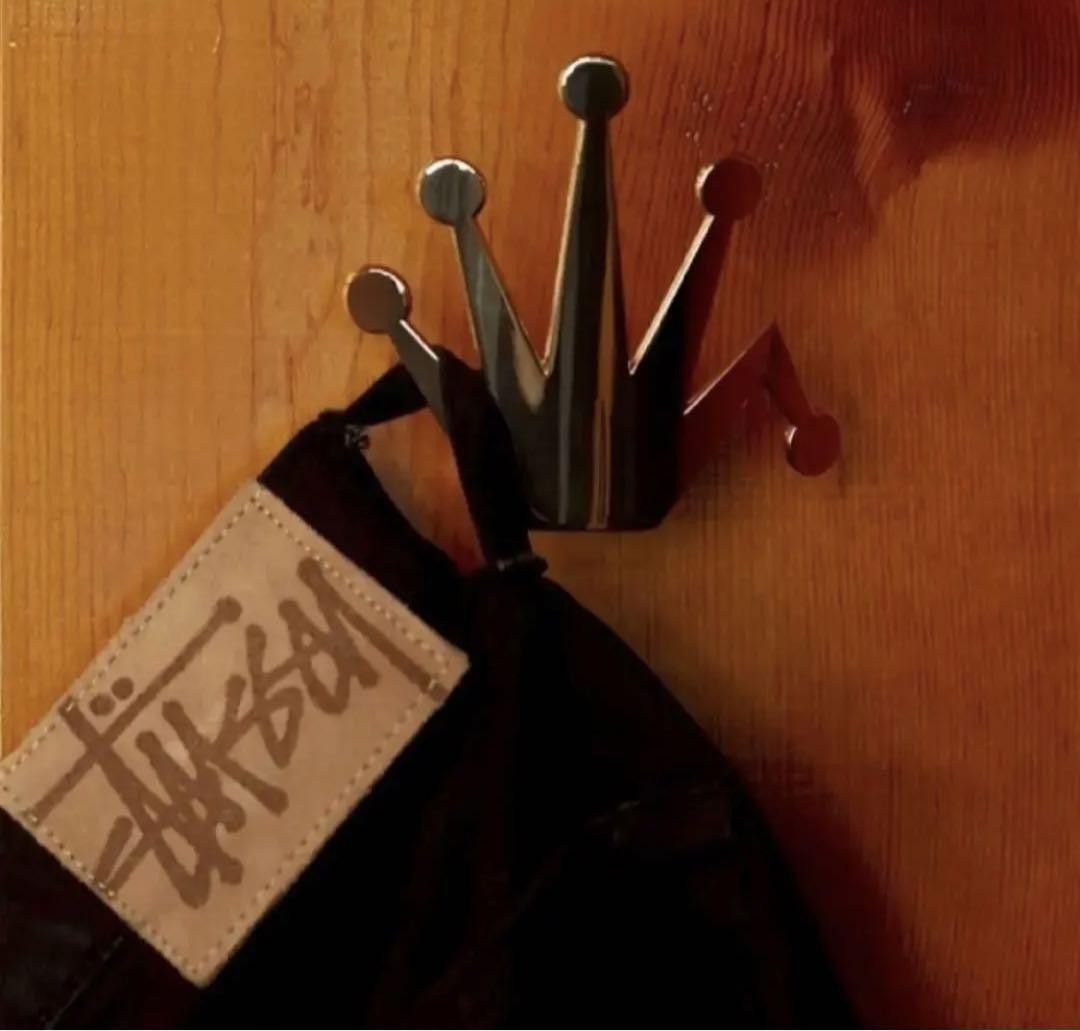 image of Stussy Bent Crown Wall Hook in Brass, Men's