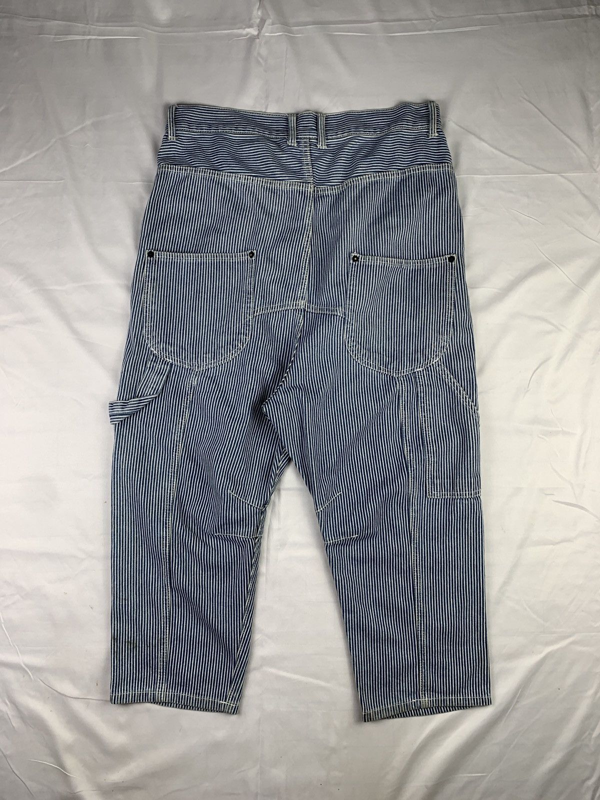 Japanese Brand Dominate Japan Hickory Stripes Carpenter Farmers Jeans Pants Size US 33 - 2 Thumbnail