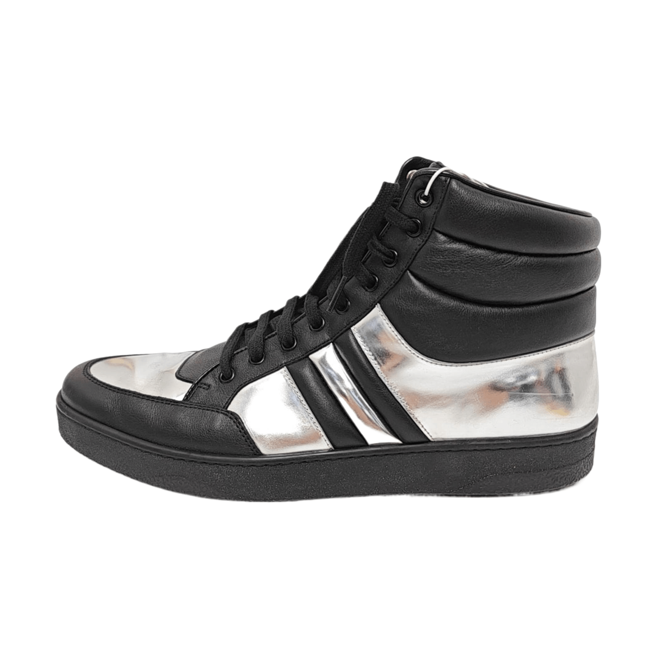Gucci Gucci Metallic Silver Leather High Top Sneakers 13 Size US 13 / EU 46 - 1 Thumbnail