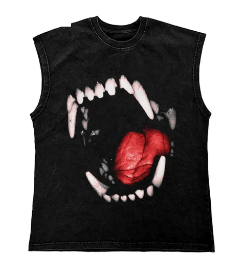 Japanese Brand × Vintage "Blood Bite" Oversized 90s Tank Top Size US L / EU 52-54 / 3 - 1 Thumbnail