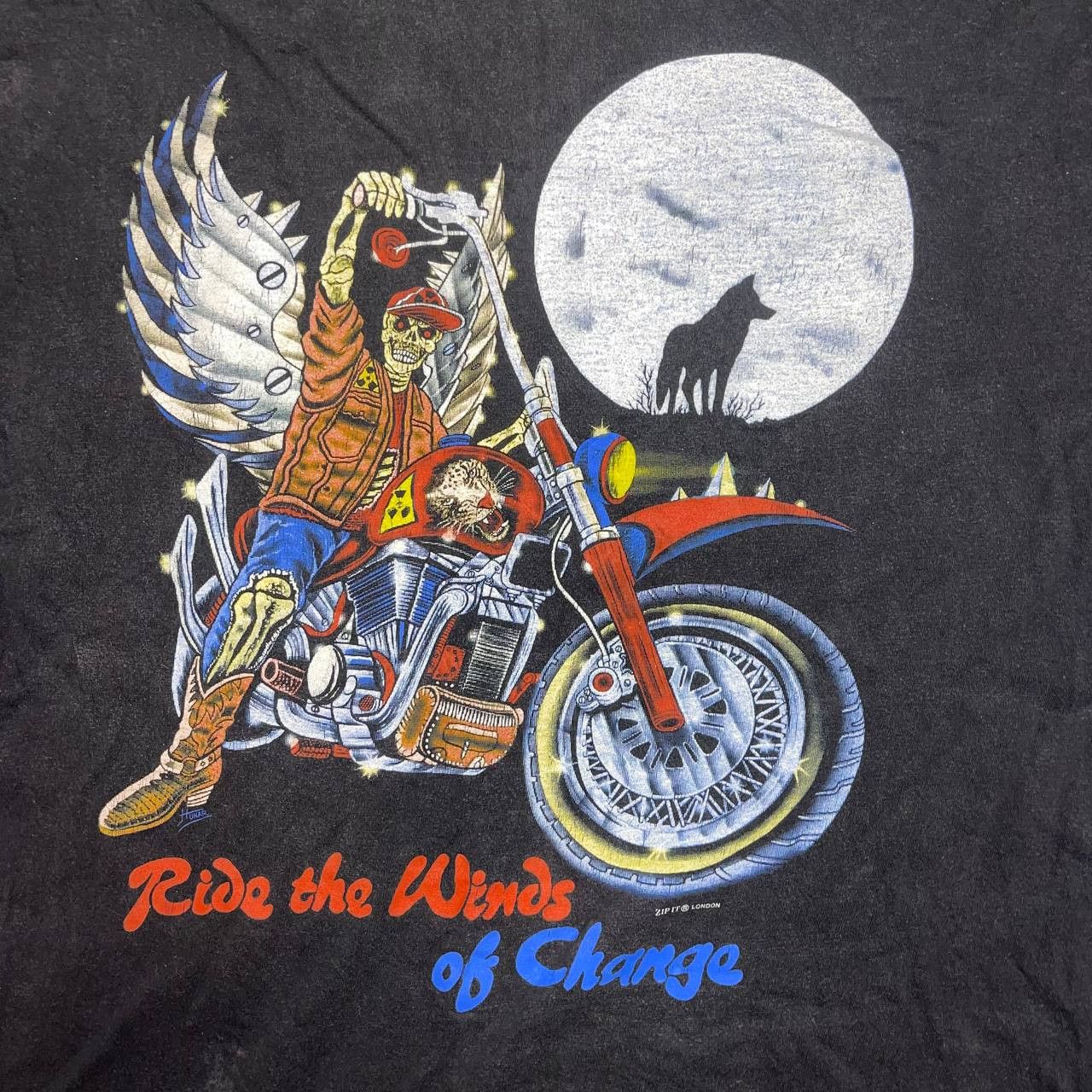 Vintage ZIP-IT London Ride the Winds of Change Grim Reaper Biker SzM Size US M / EU 48-50 / 2 - 6 Thumbnail