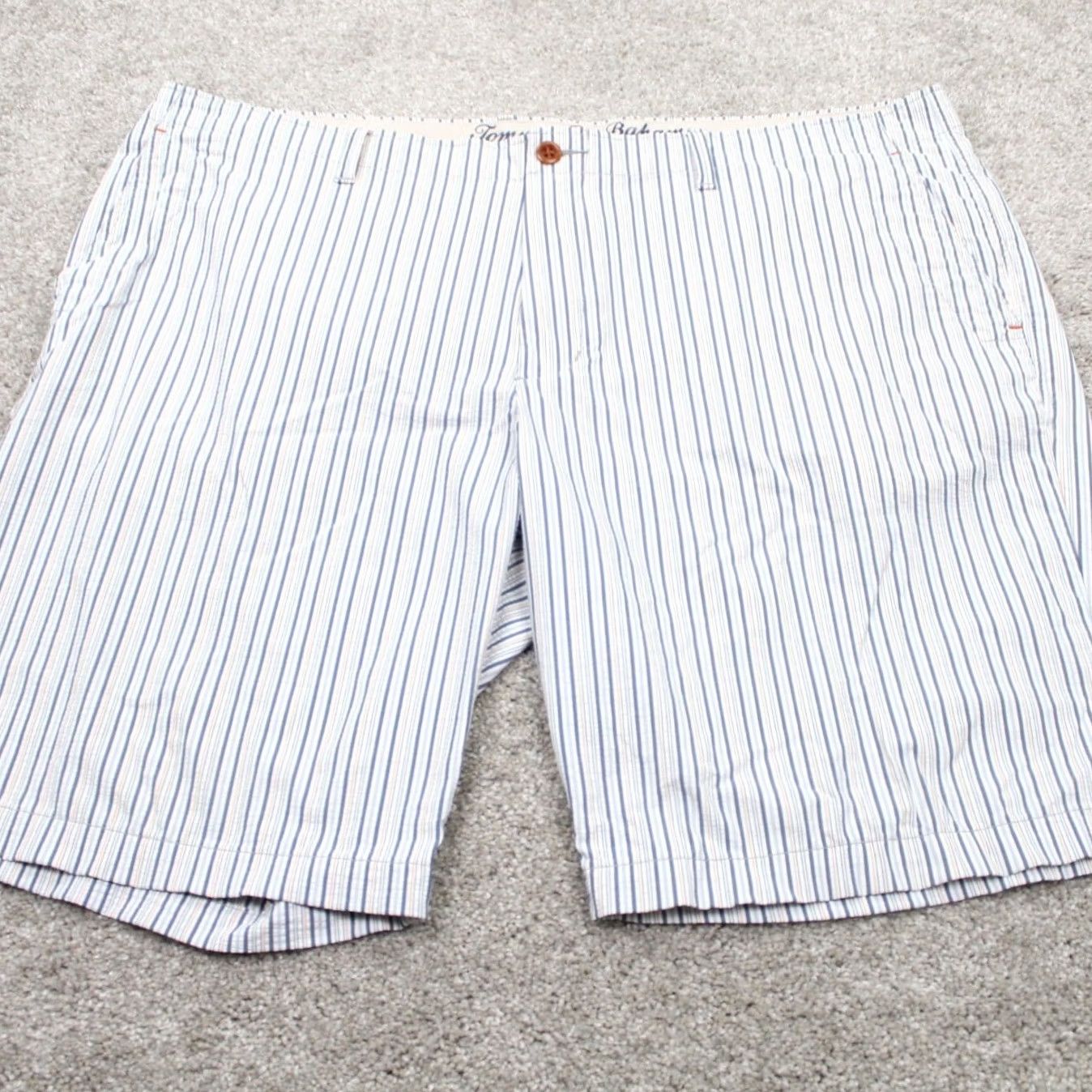 Tommy Bahama Tommy Bahama Seersucker Shorts Men 42 White/Blue/Orange Nylon Stretch 10" inseam Size US 42 / EU 58 - 2 Thumbnail