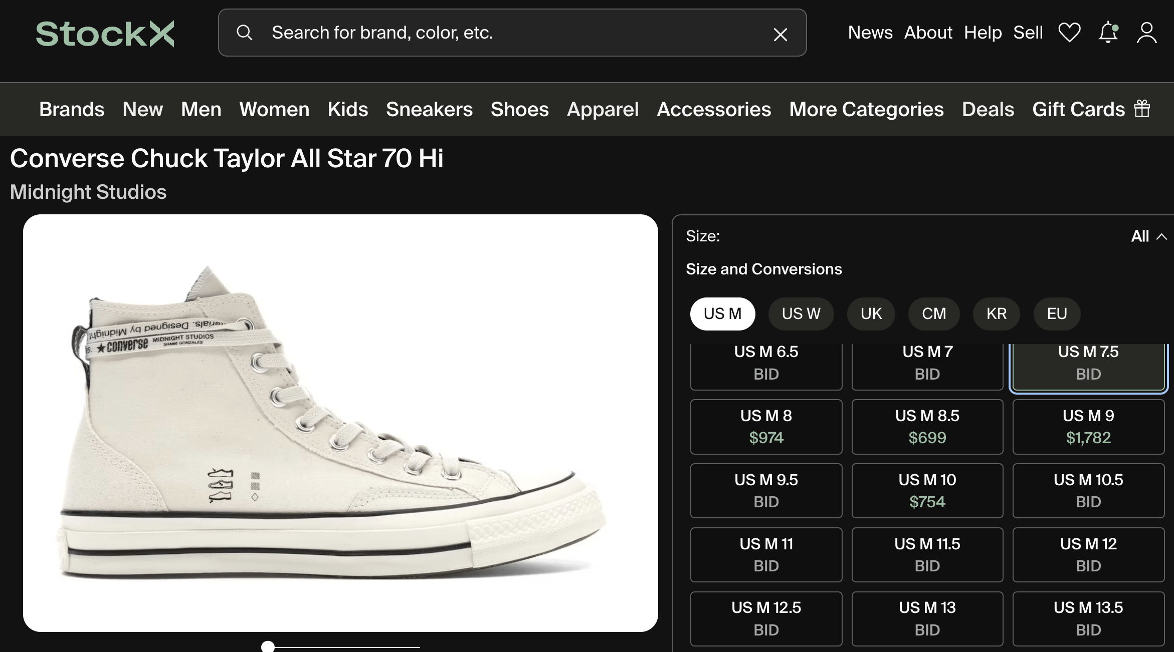 Converse × Midnight Studios Converse x Midnight Studios Chuck Taylor All Star 70 Hi Size US 9.5 / EU 42-43 - 8 Thumbnail