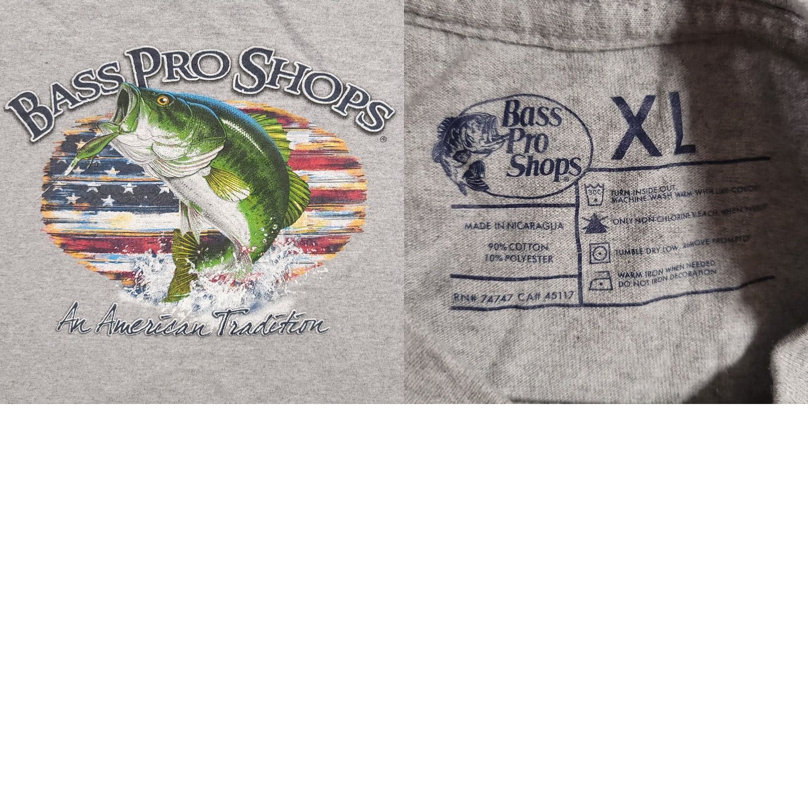 Bass Pro Shops BASS PRO SHOPS An American Tradition Gray Flag T-Shirt Bass Fishing Mens XL Size US XL / EU 56 / 4 - 8 Thumbnail