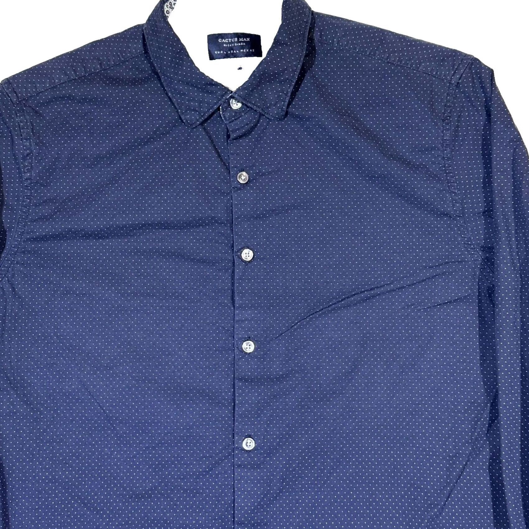Vintage Cactus Man Slim Shirt L Navy Polka Dot Button-Up Men’s Size US L / EU 52-54 / 3 - 4 Thumbnail