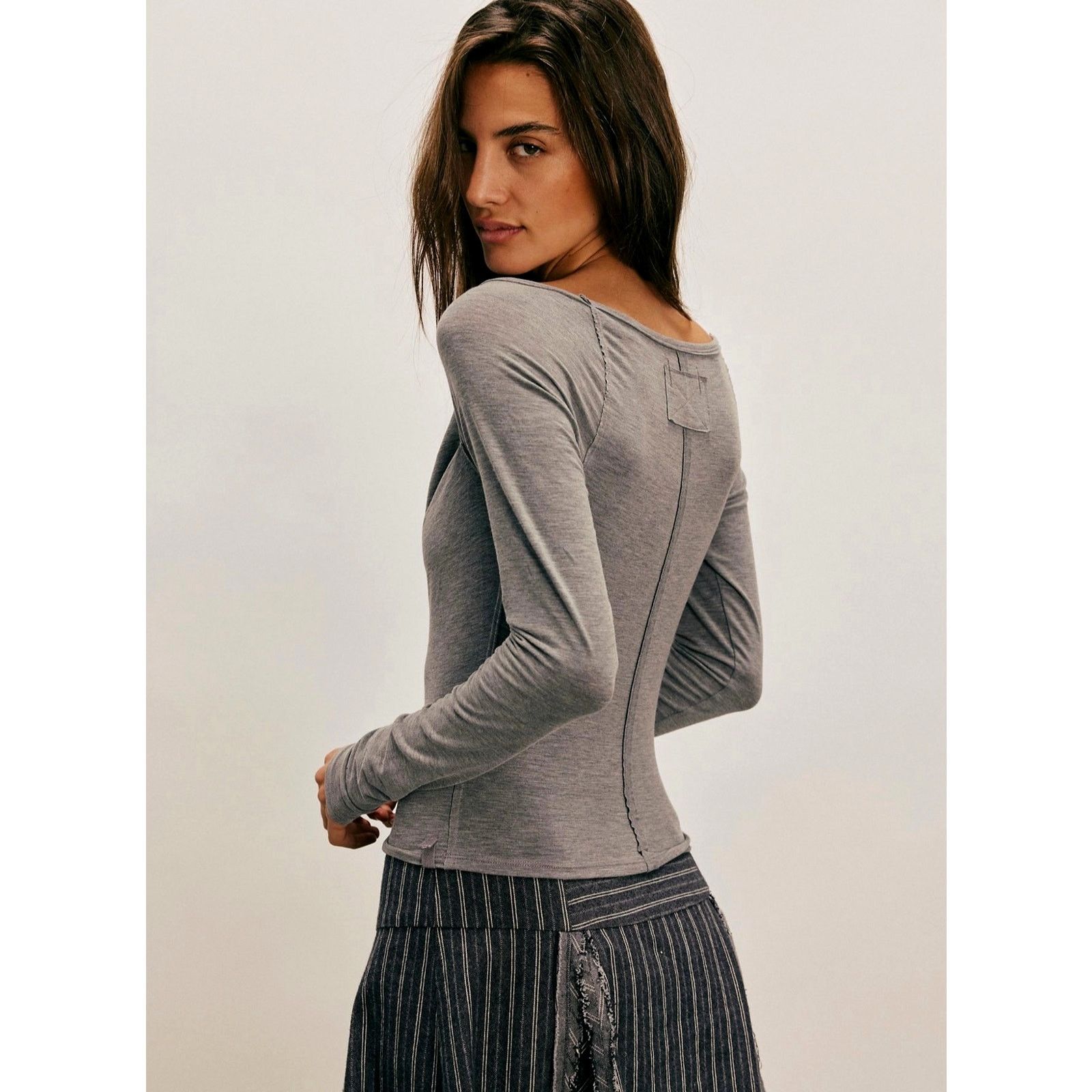 Free People Free People Menagerie Long Sleeve Heather Gray Size S Size S / US 4 / IT 40 - 3 Thumbnail