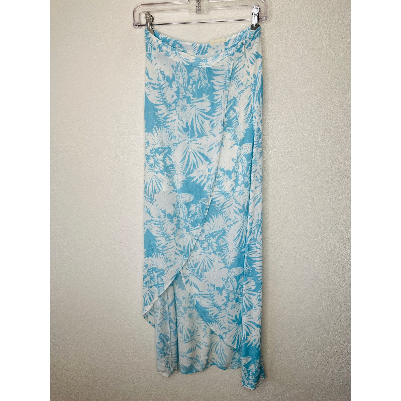 Other Sugarcloth SET Ivory Blue Floral Crop Top & Faux Wrap Skirt Size 27" / US 4 / IT 40 - 3 Thumbnail