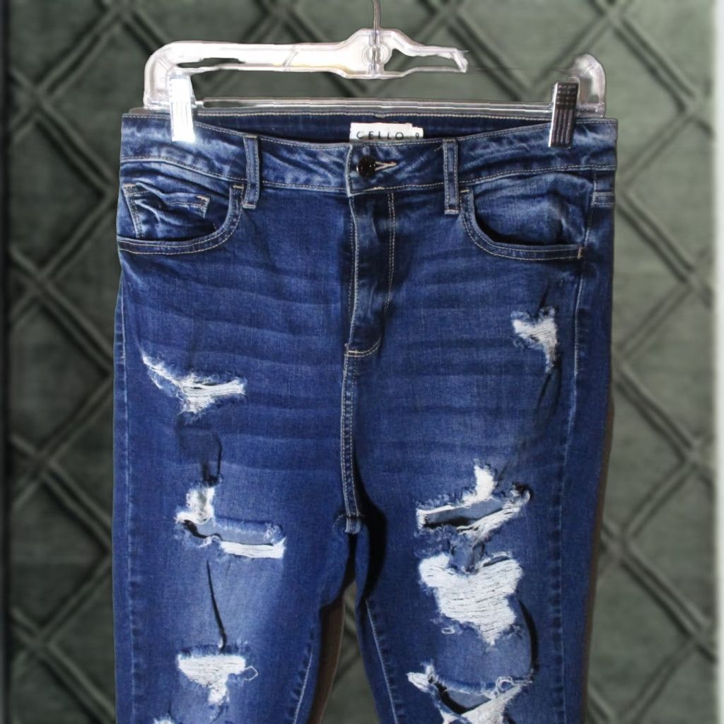 Denime VINTAGE CELLO Blue Distressed Denim Jeans 9 NWOT Size 26" / US 2 / IT 38 - 1 Thumbnail