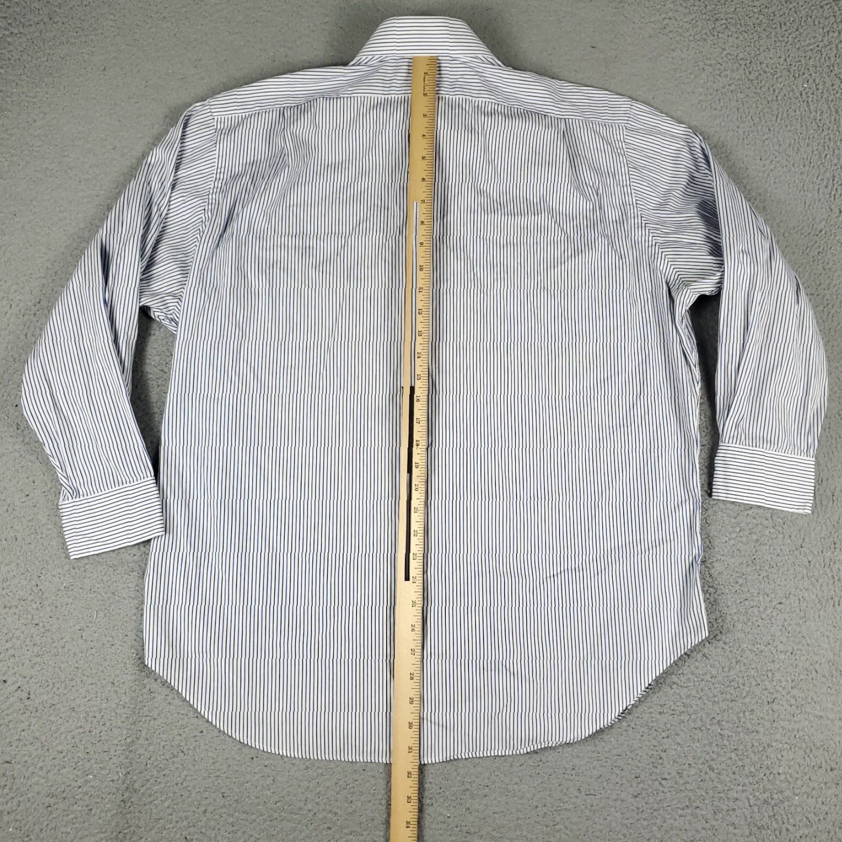 Ralph Lauren VINTAGE Ralph Lauren Dress Shirt Mens Size 17.5 Blue Striped Long Sleeve Business Casual Formal Men's Size 46R - 5 Thumbnail