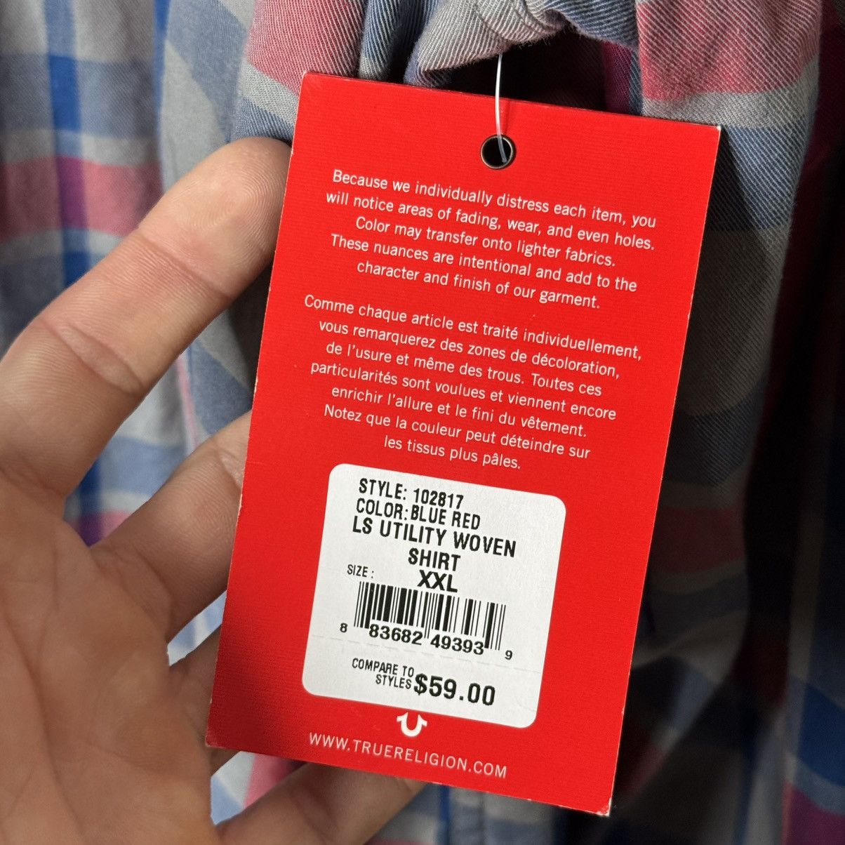 True Religion True Religion Men’s Plaid Button-Up Shirt Size XXL New Size US XXL / EU 58 / 5 - 8 Thumbnail