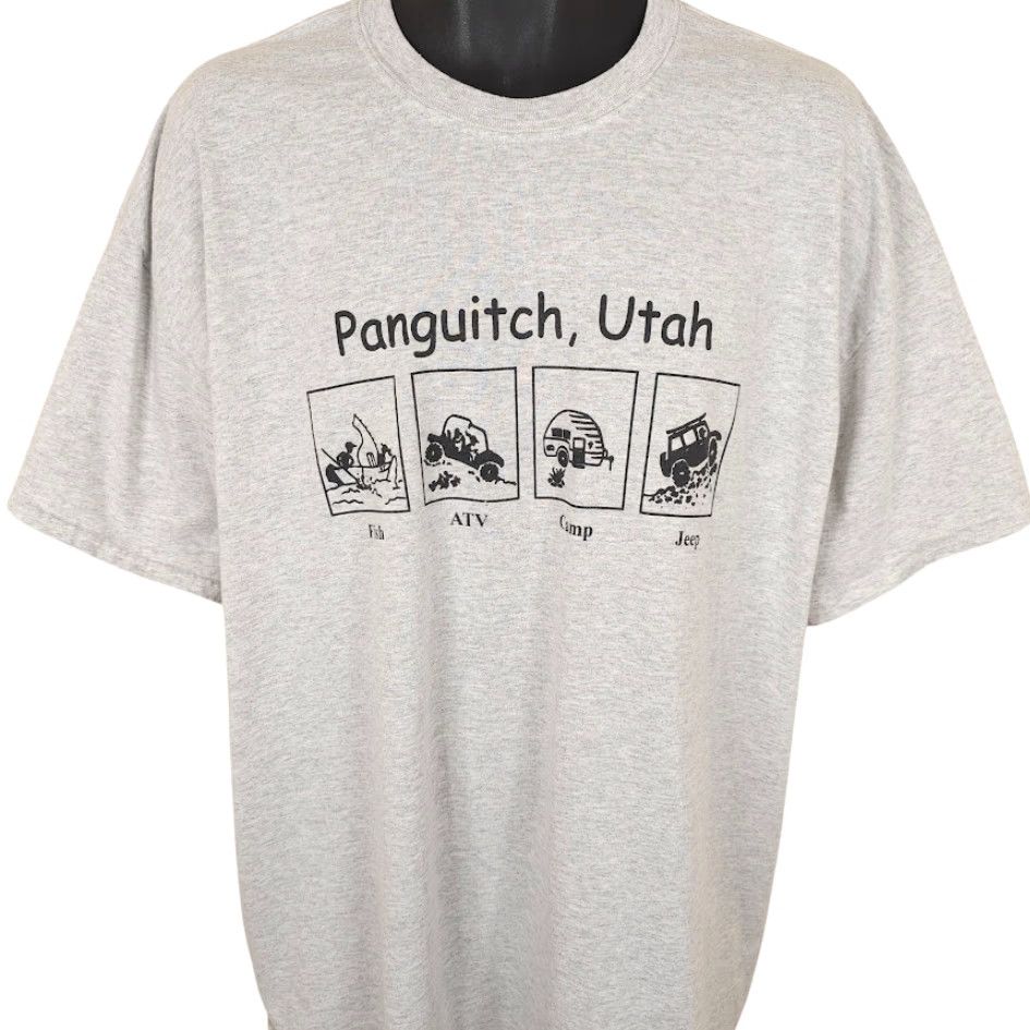 Gildan Panguitch Utah T Shirt Mens Size 2XL Gray Fish ATV Camp Jeep Travel Destination Size US XXL / EU 58 / 5 - 2 Thumbnail