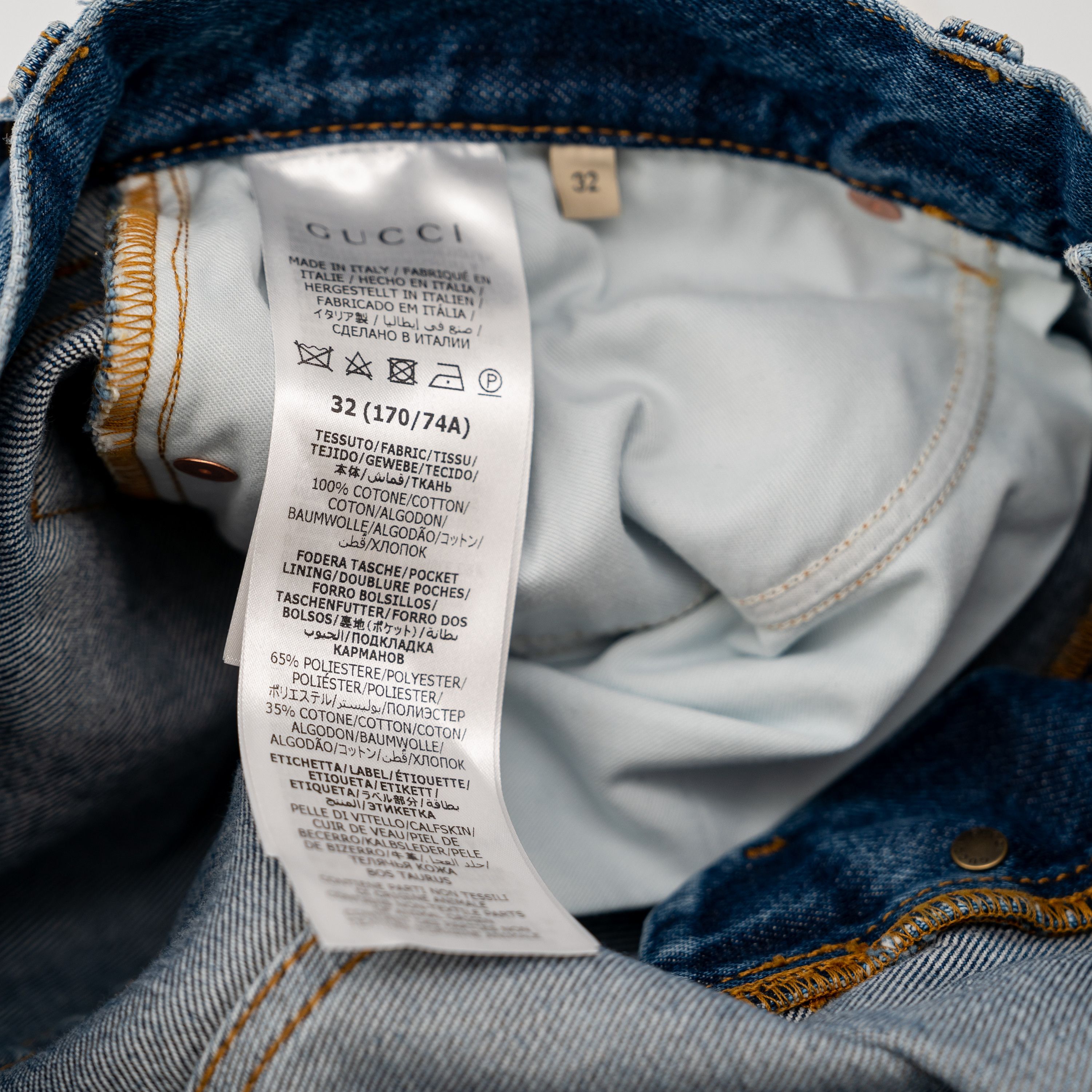 Gucci 32 - Gucci Washed Organic Denim Pant Label Jeans Tapered Size US 32 / EU 48 - 11 Thumbnail