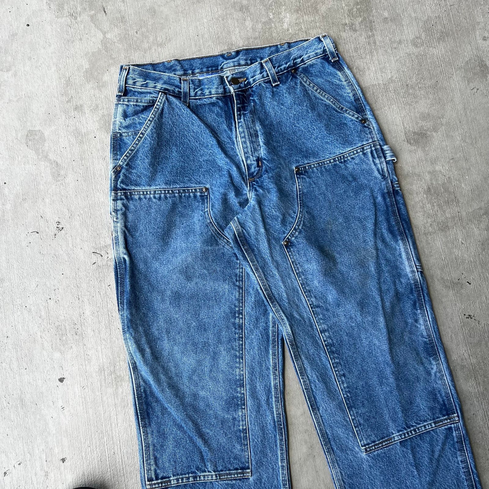 Carhartt × Vintage Carhartt blue denim double knee work wear carpenter pants Size US 32 / EU 48 - 2 Thumbnail