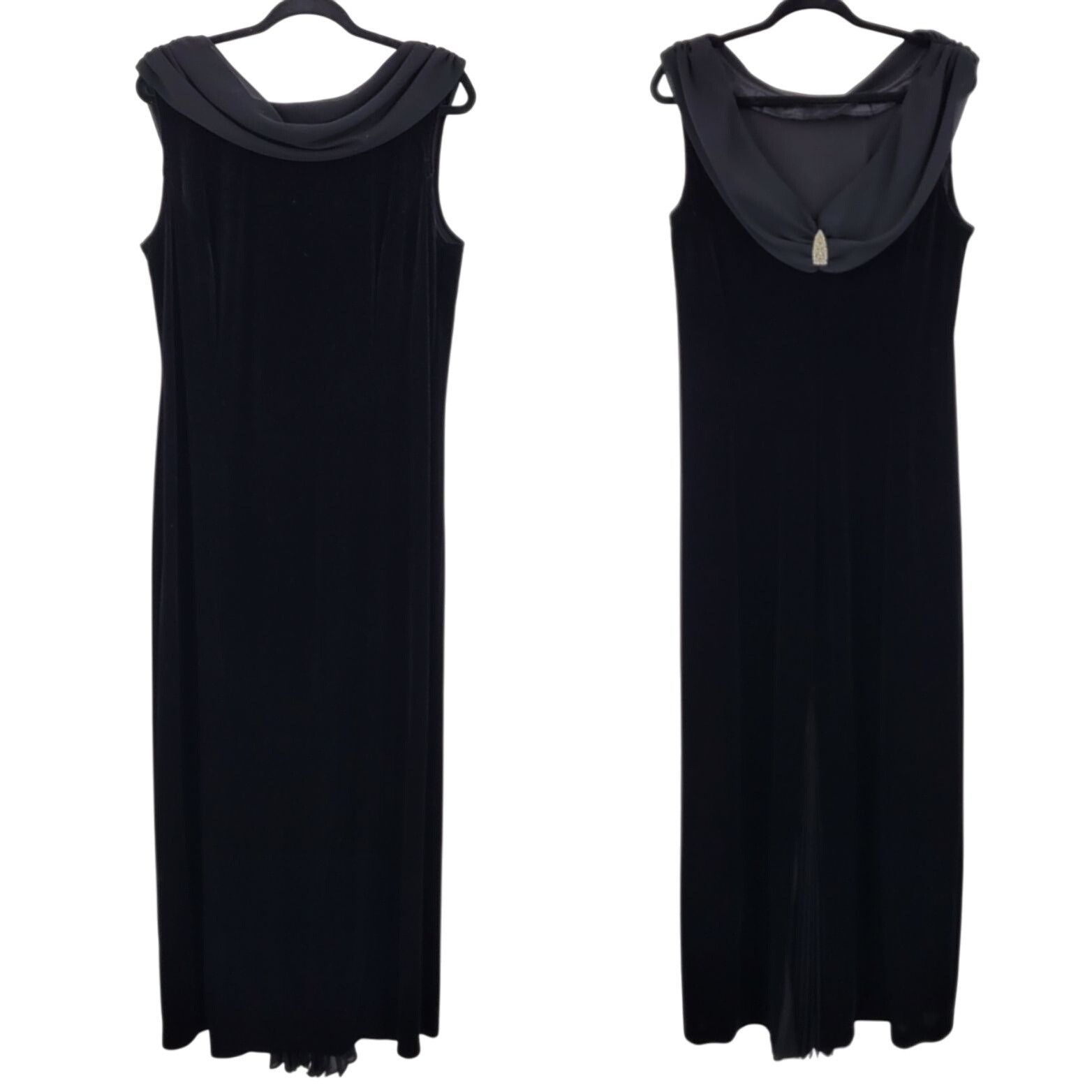 Vintage Vntage Black Velour Stretch Gown Sz 18 Scoop Back Jeweled Pl Size XXL / US 16-18 / IT 52-54 - 1 Thumbnail